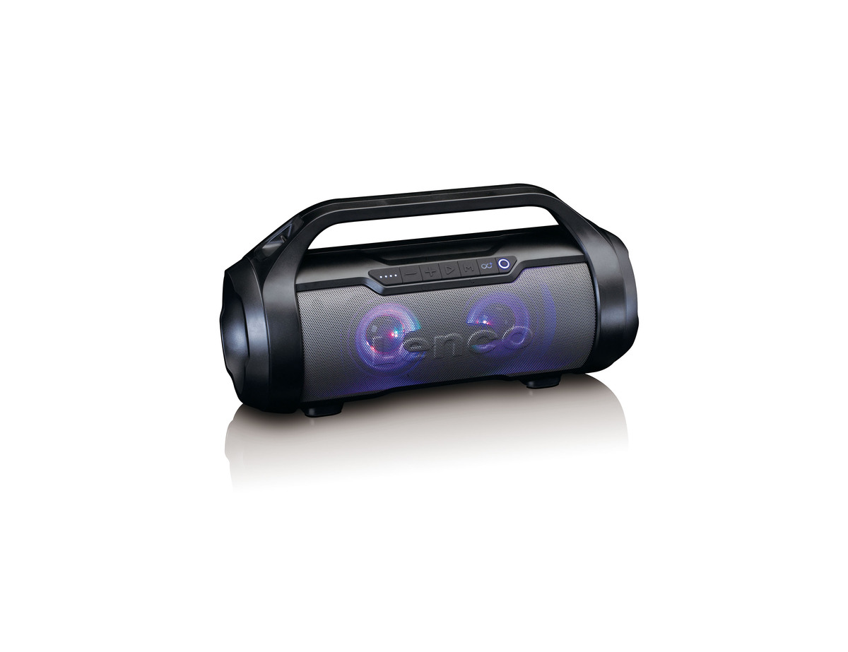 Lenco SPR-070BK Boombox mit PLL FM-Radio, USB, SD, Licht