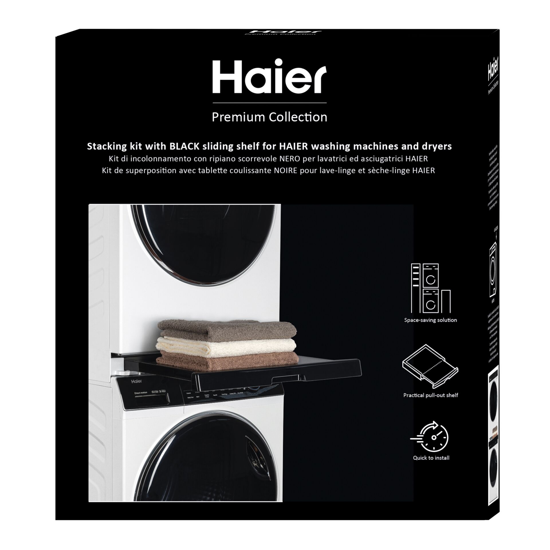 Haier Premium Collection Stacking Kit HASTKU10B, schwarz