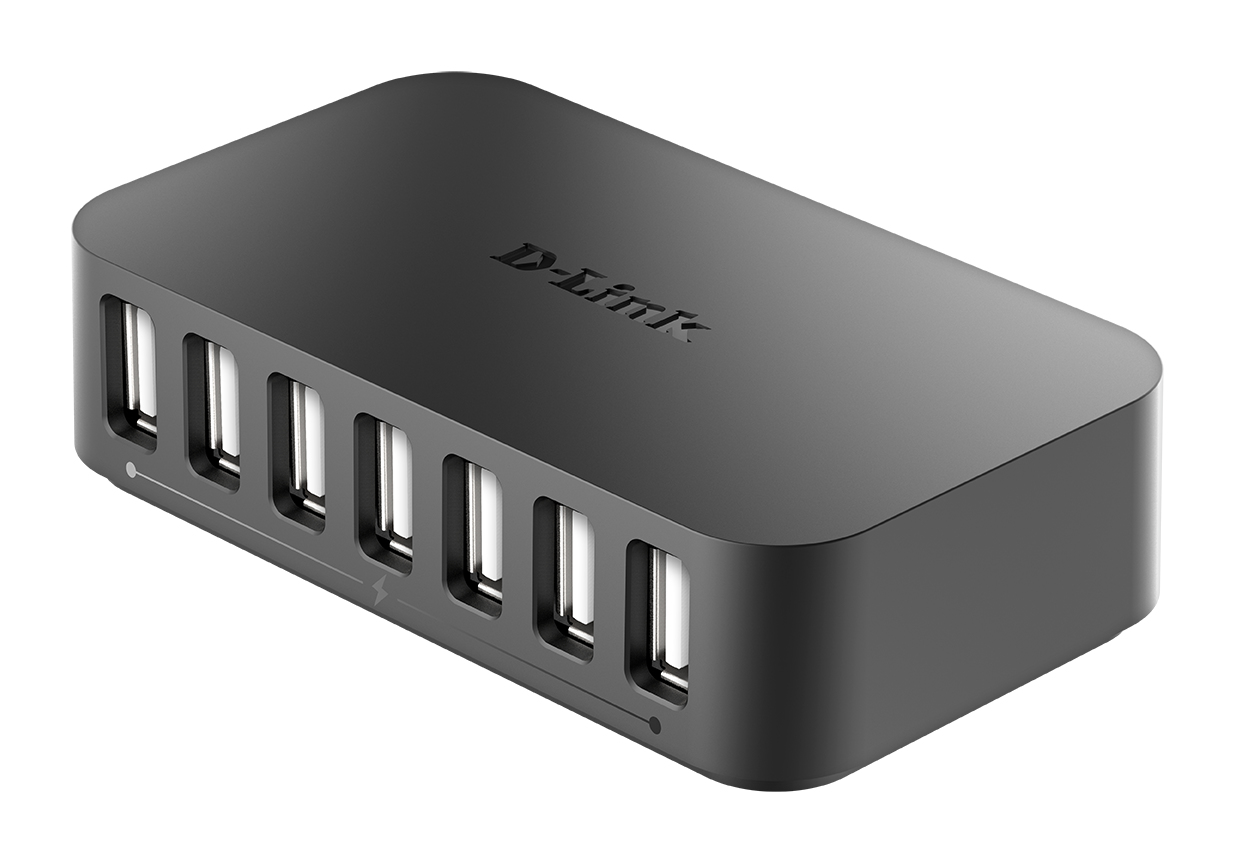 D-Link DUB-H7 USB 2.0 Type-B 480 Mbit/s Schwarz – Ansicht 3