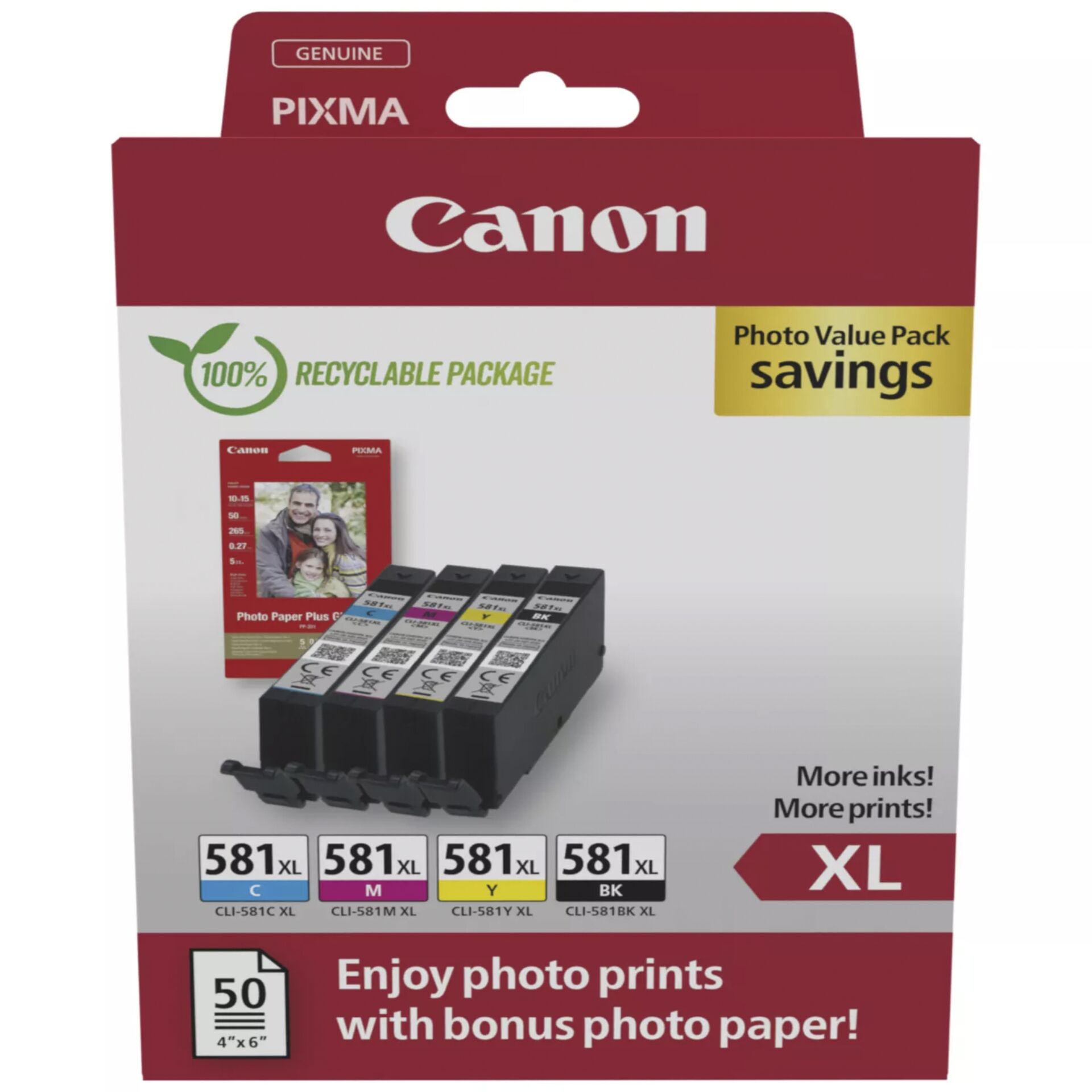 Canon CLI-581XL BK/C/M/Y Photo Value Pack 829684_00