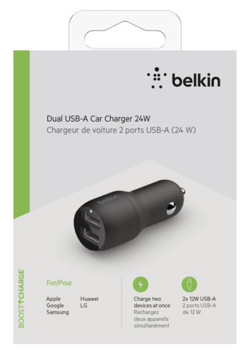 Belkin USB-A Kfz-Ladegerät, 24W schwarz               CCB001btBK