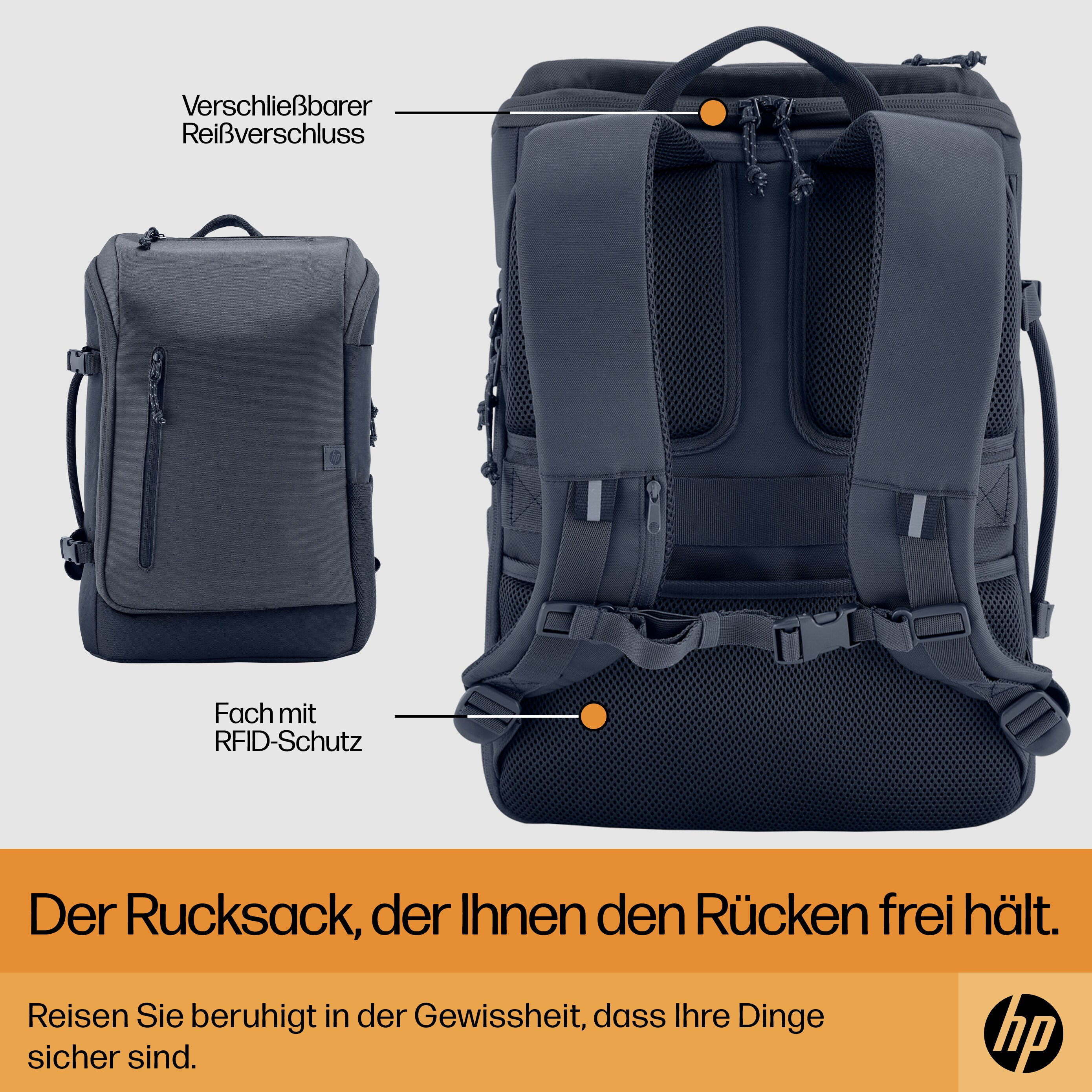 HP Travel 25 Liter 15,6 Zoll Laptop-Rucksack -Iron Grey- 101891209_1713713891