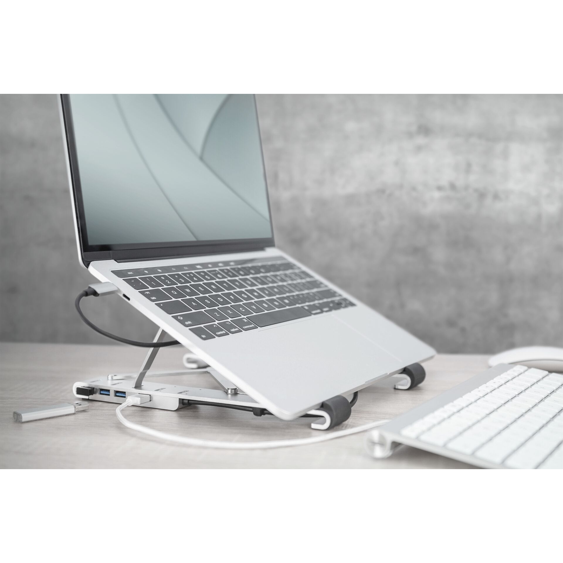 DIGITUS Var. Notebook-Ständer mit integr. USB-C Hub 5-Port