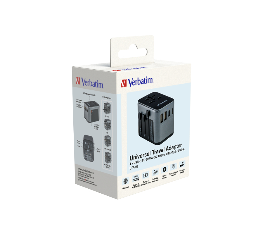 Verbatim Uni.Travel Adapt.UTA-03 USB-C 30W 2xUSB-C 2xUSB-A  49545 – Ansicht 7