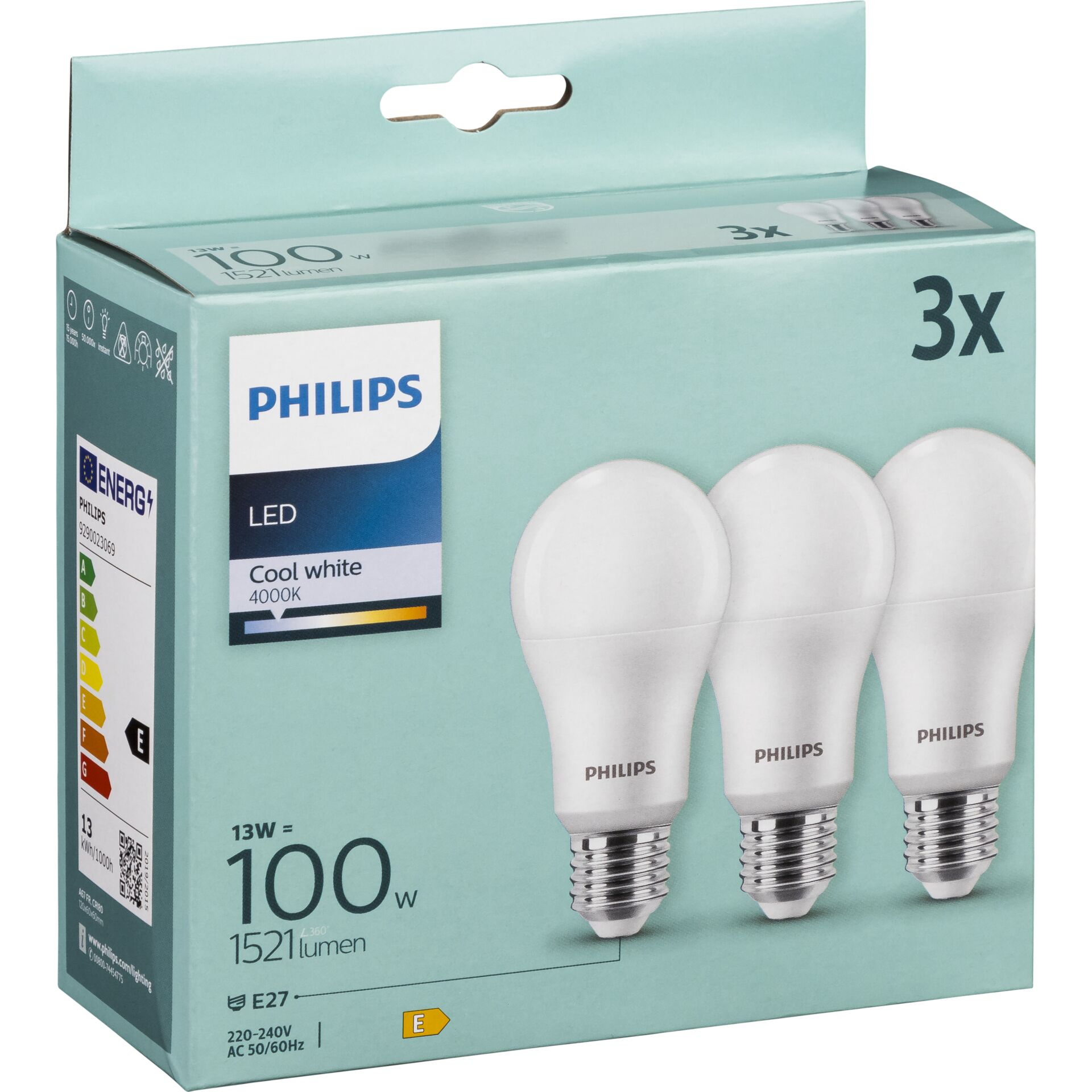 Philips LED Lampe E27 3er Set 100W 4000K 786536_02