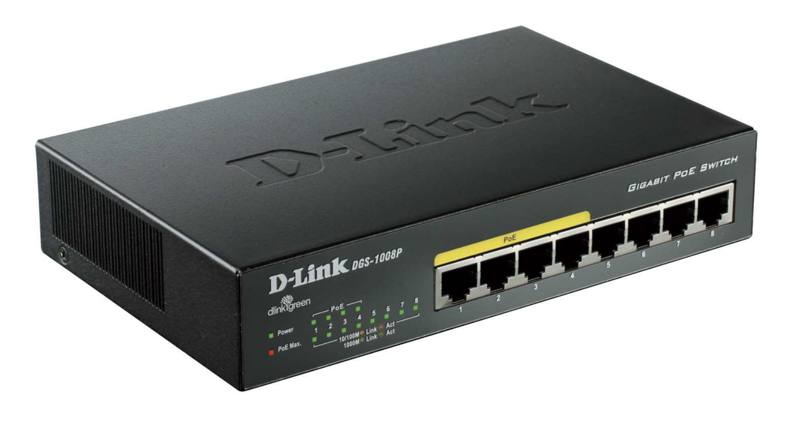 D-Link DGS-1008P Energie Über Ethernet (PoE) Unterstützung Schwarz Netzwerk-Switch