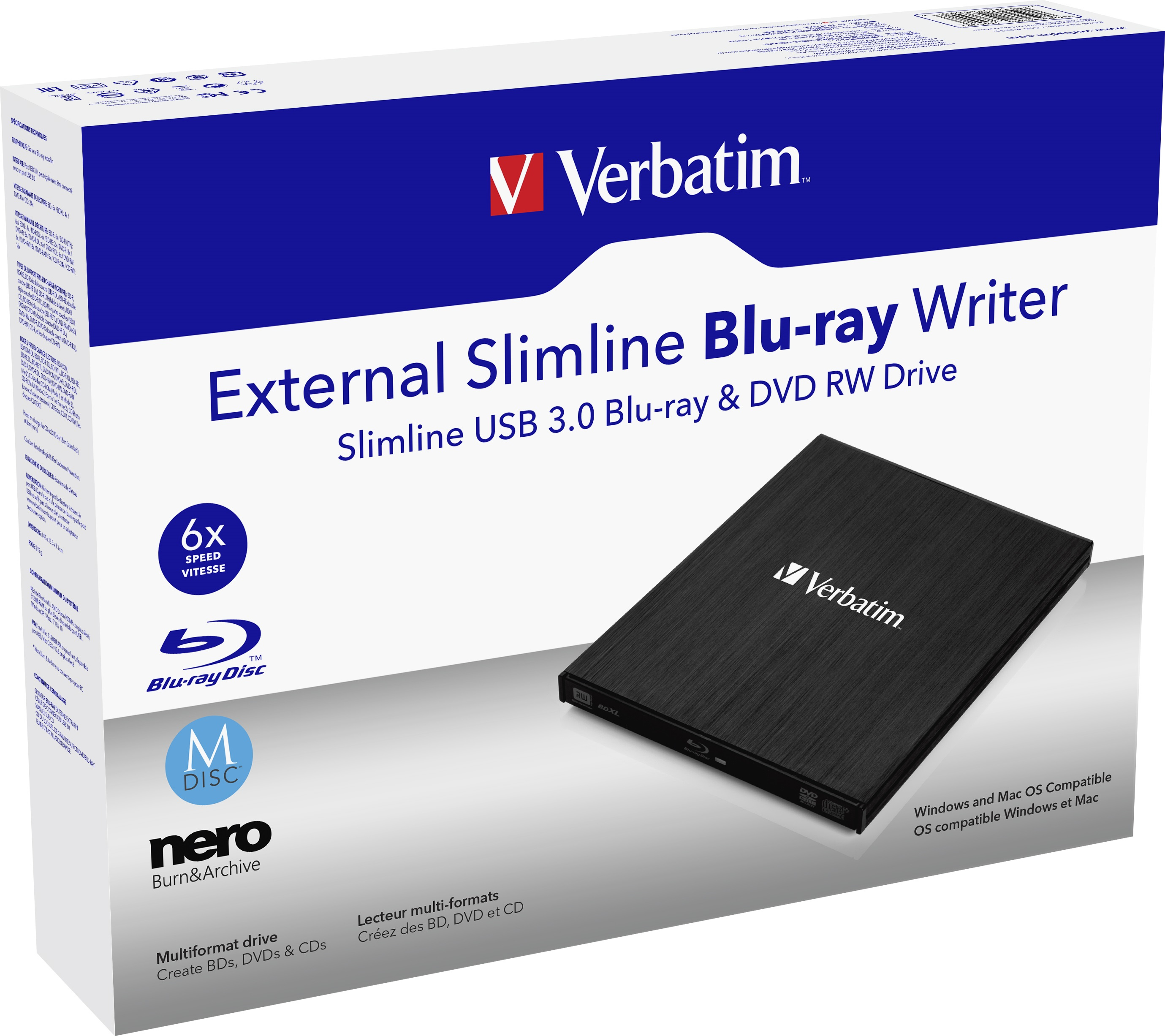 Verbatim External Slimline Optisches Laufwerk Schwarz Blu-Ray RW