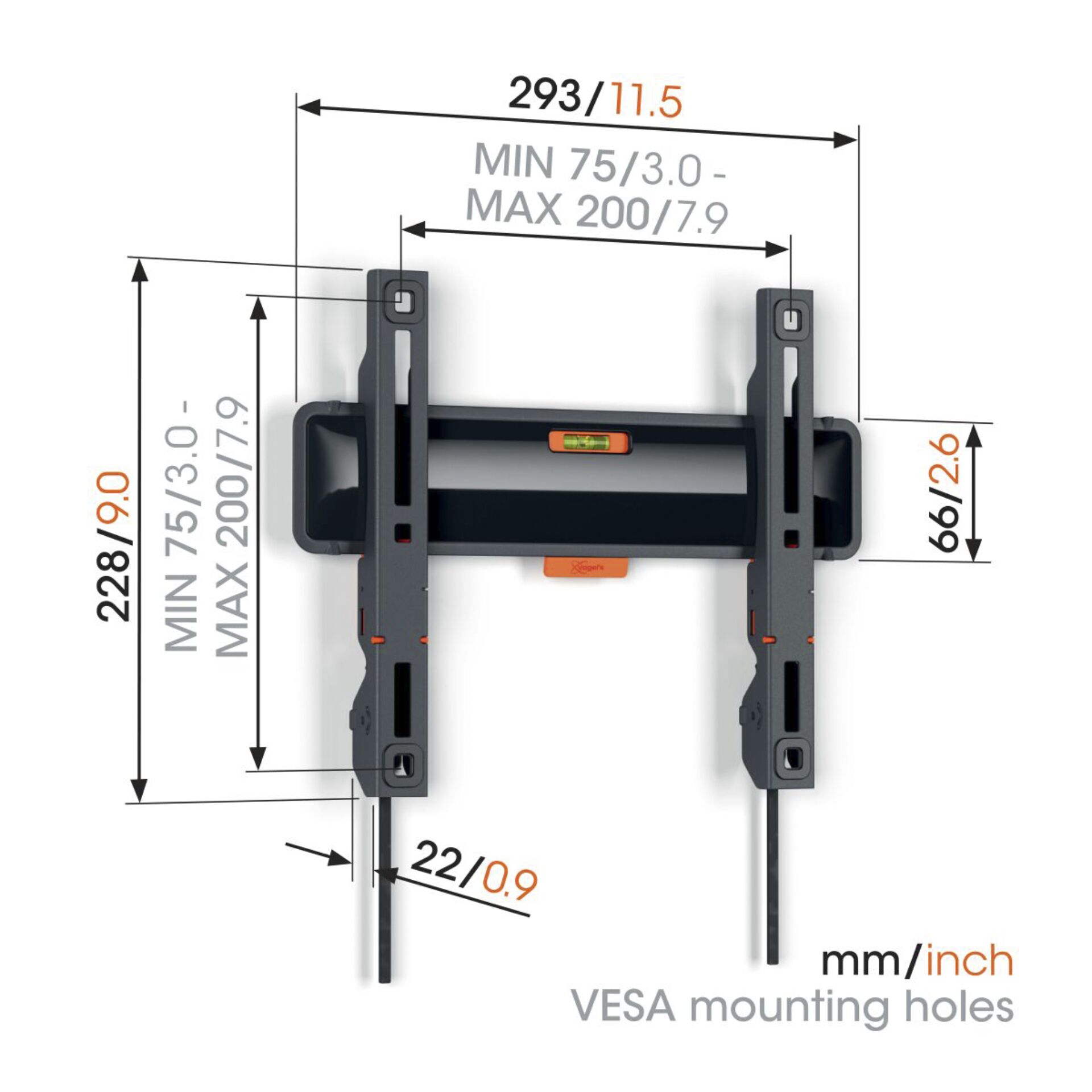 Vogels COMFORT TVM 3205 schwarz Fixed Small Wandhalterung 701024_03