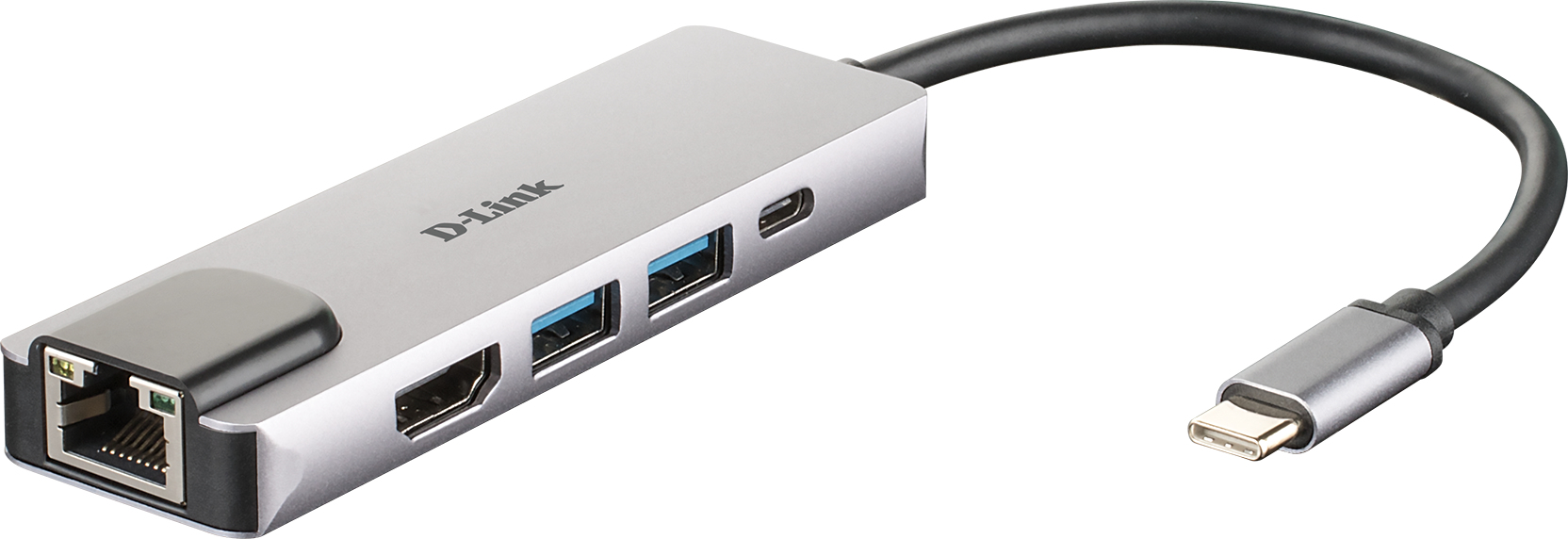D-Link DUB-M520 Notebook-Dockingstation & Portreplikator Verkabelt Thunderbolt 3 Aluminium, Schwarz