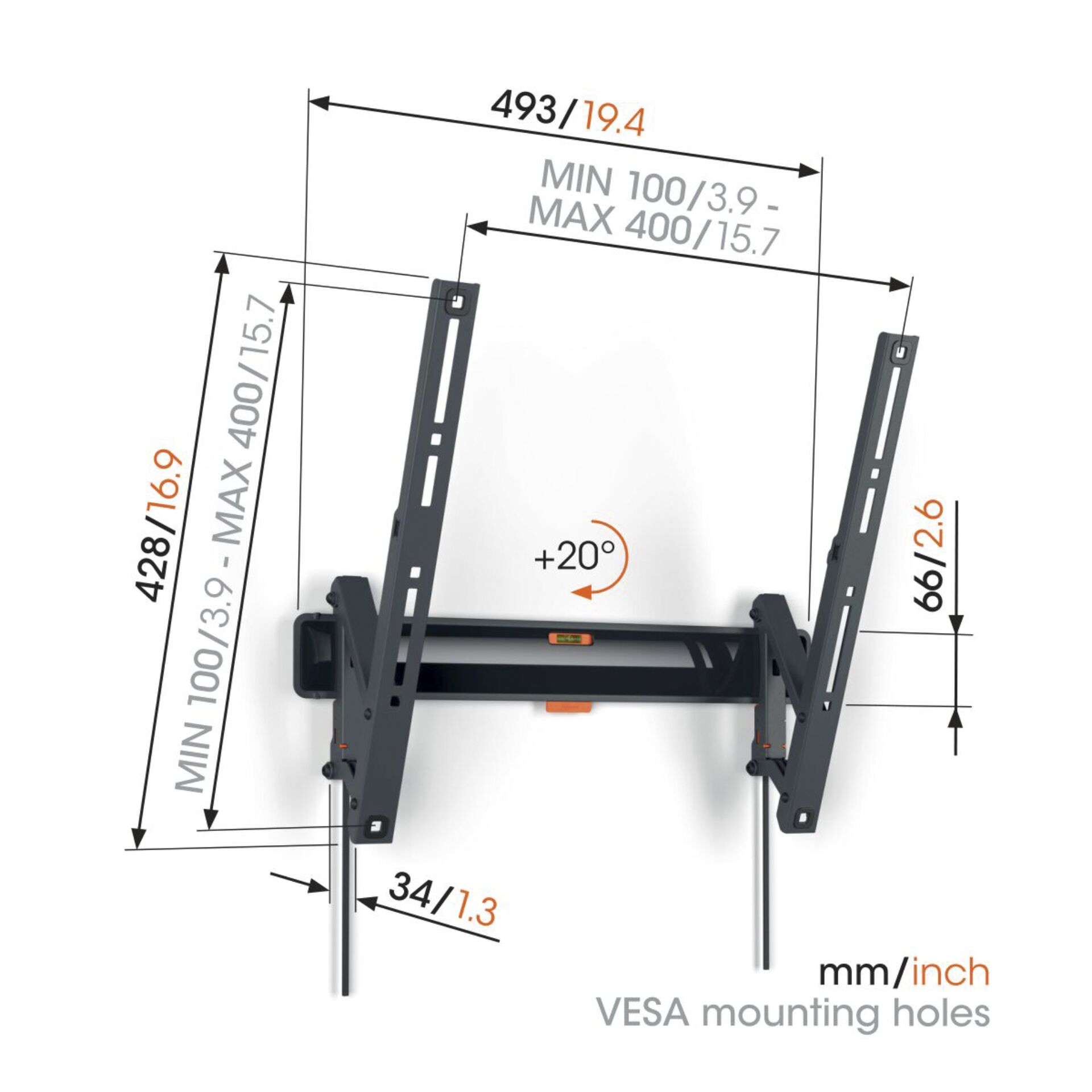 Vogels COMFORT TVM 3415 schwarz Tilt Medium Wandhalterung 701066_03