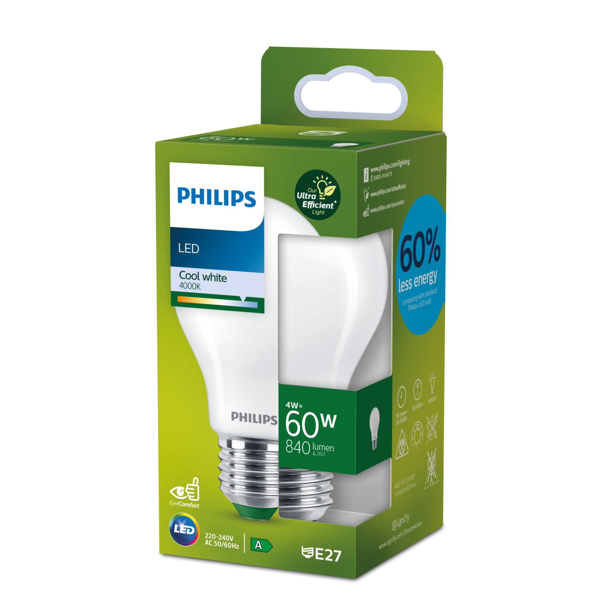 Philips Classic LED-A-Label Lampe 60W E27 matt neutralweiß 6ef77de9a14ab43c17c41fa0893d44a5
