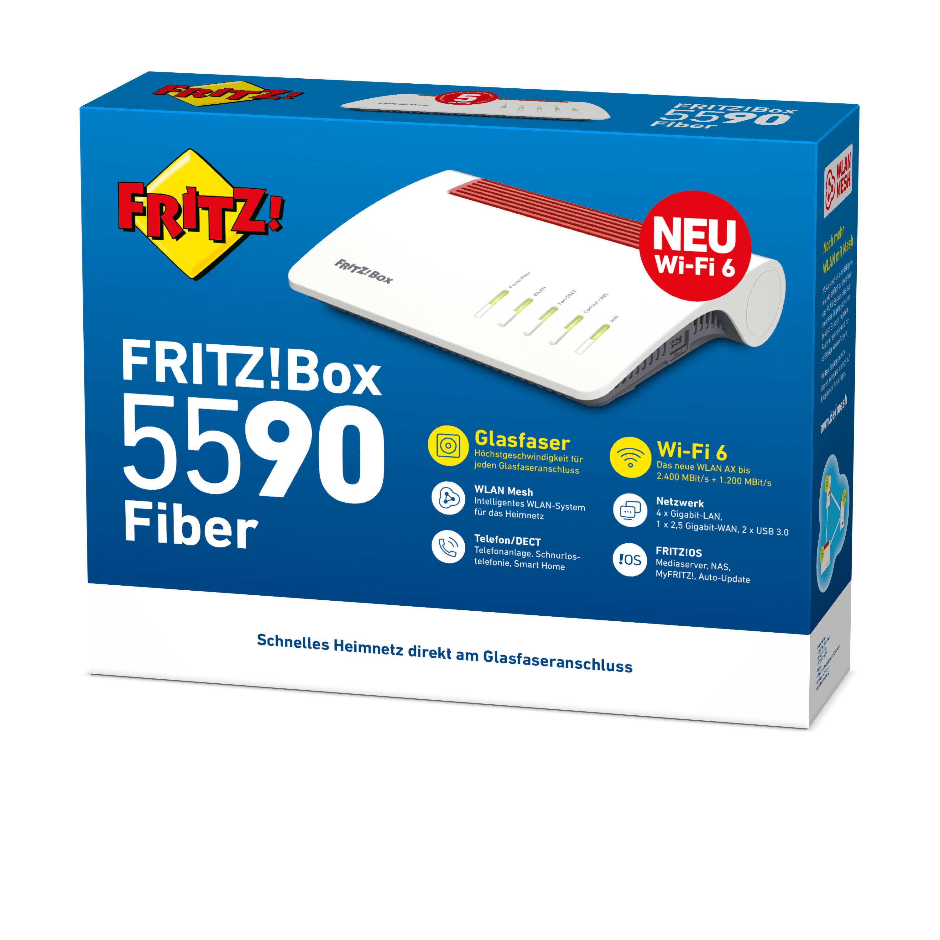 FRITZ!Box 5590 Fiber WLAN-Router Gigabit Ethernet Dual-Band (2,4 GHz/5 GHz) Weiß