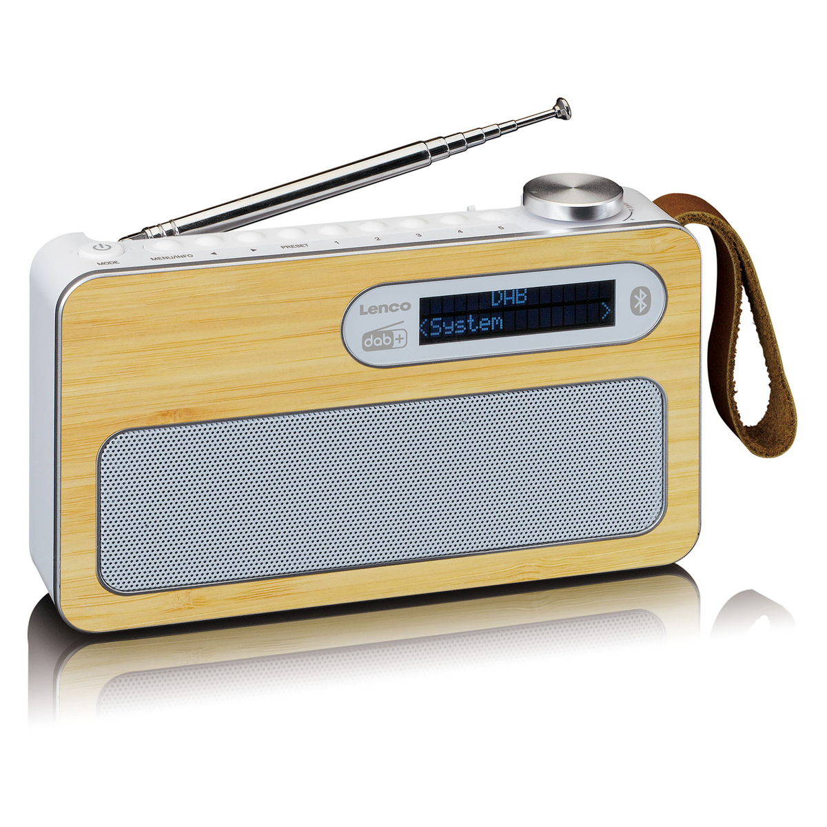 LENCO tragbares DAB+/ FM Radio mit BT, bamboo White