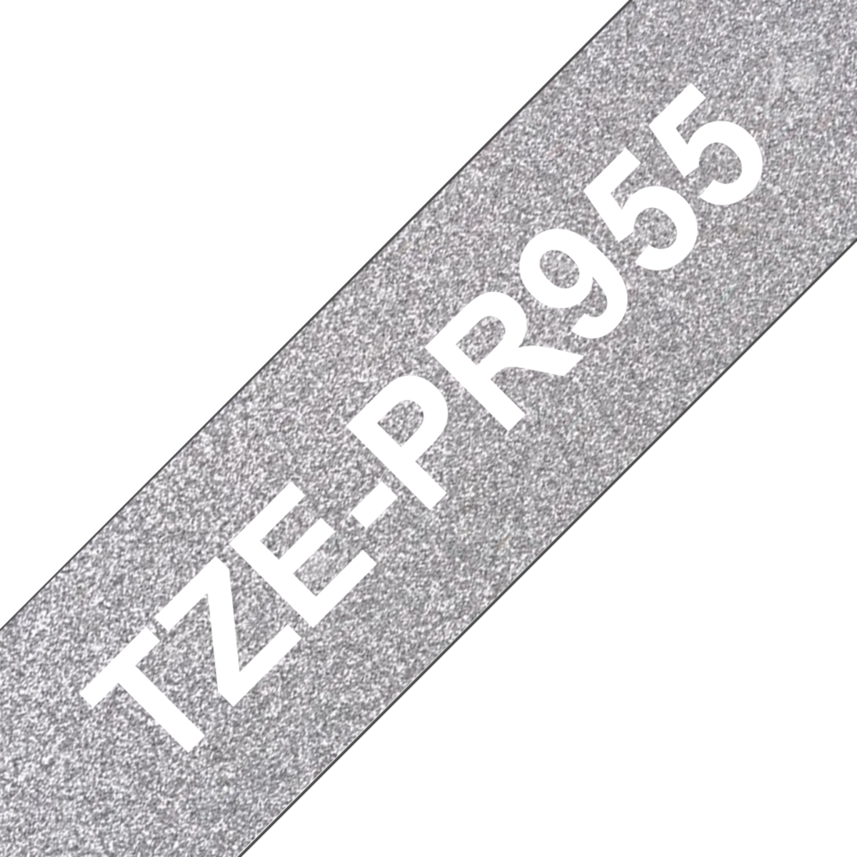 Premium Schriftband TZe-PR955 -lam.- Weiß auf Silber 24mm
