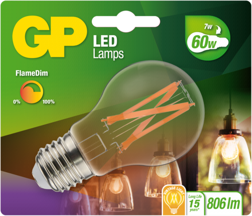 GP Lighting LED FlameDim E27 7W (60W) 806 lm        GP 085430