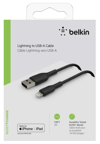 Belkin Lightning Lade/Sync Kabel 3m, PVC, schwarz, mfi zert.