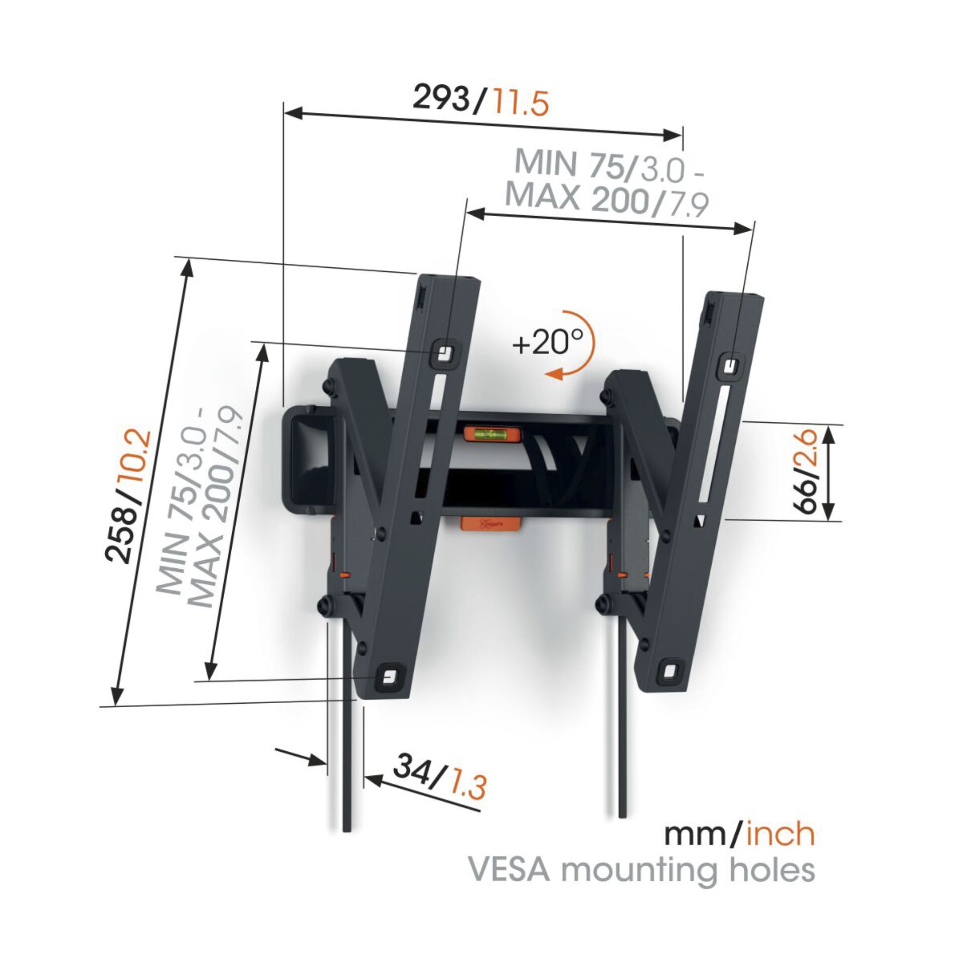 Vogels COMFORT TVM 3215 schwarz Tilt Small Wandhalterung schwarz 701031_03