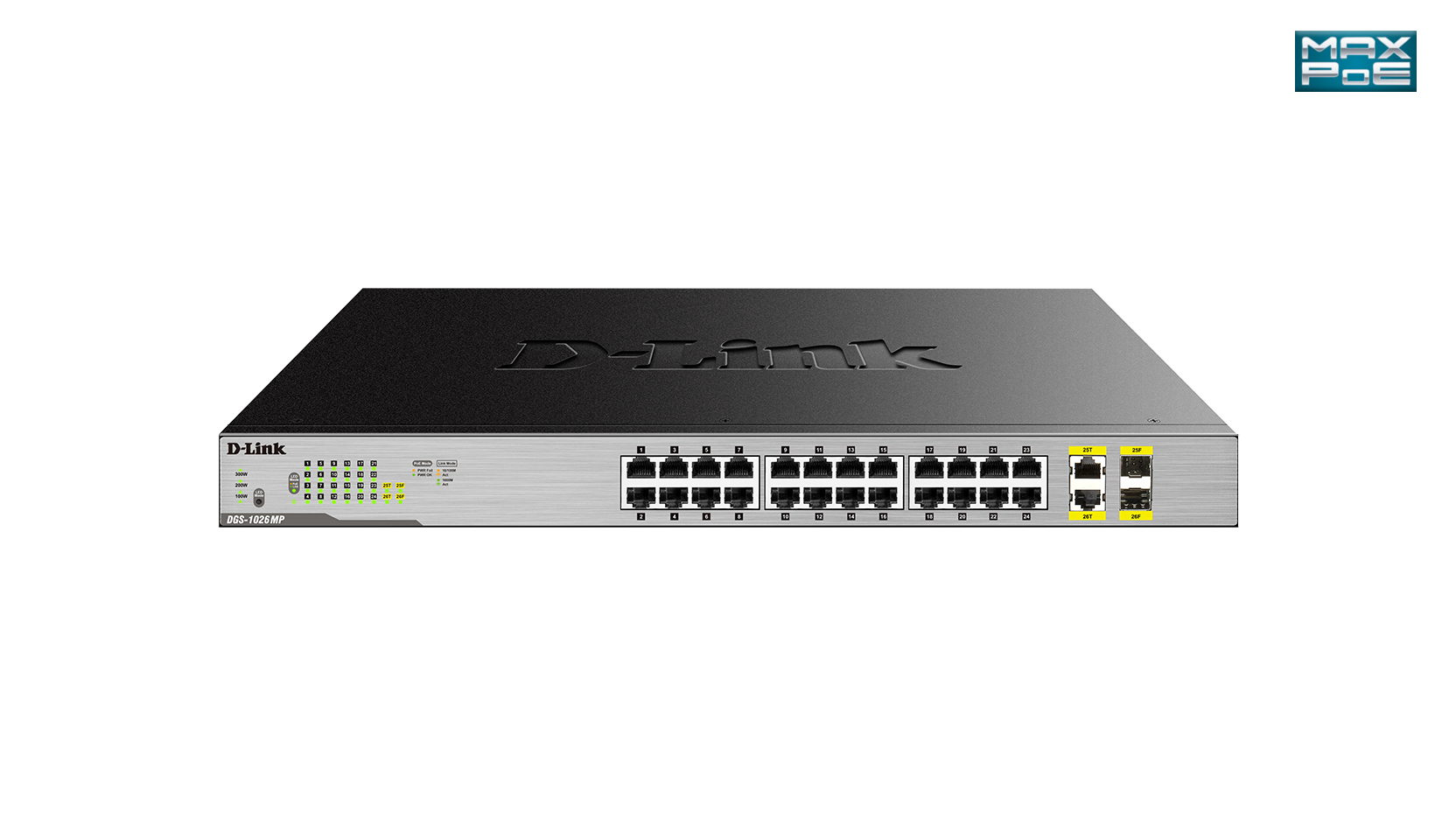 D-Link DGS-1026MP Unmanaged network switch Gigabit Ethernet (10/100/1000) Energie Über Ethernet (PoE) Unterstützung Schwarz, Grau Netzwerk-Switch