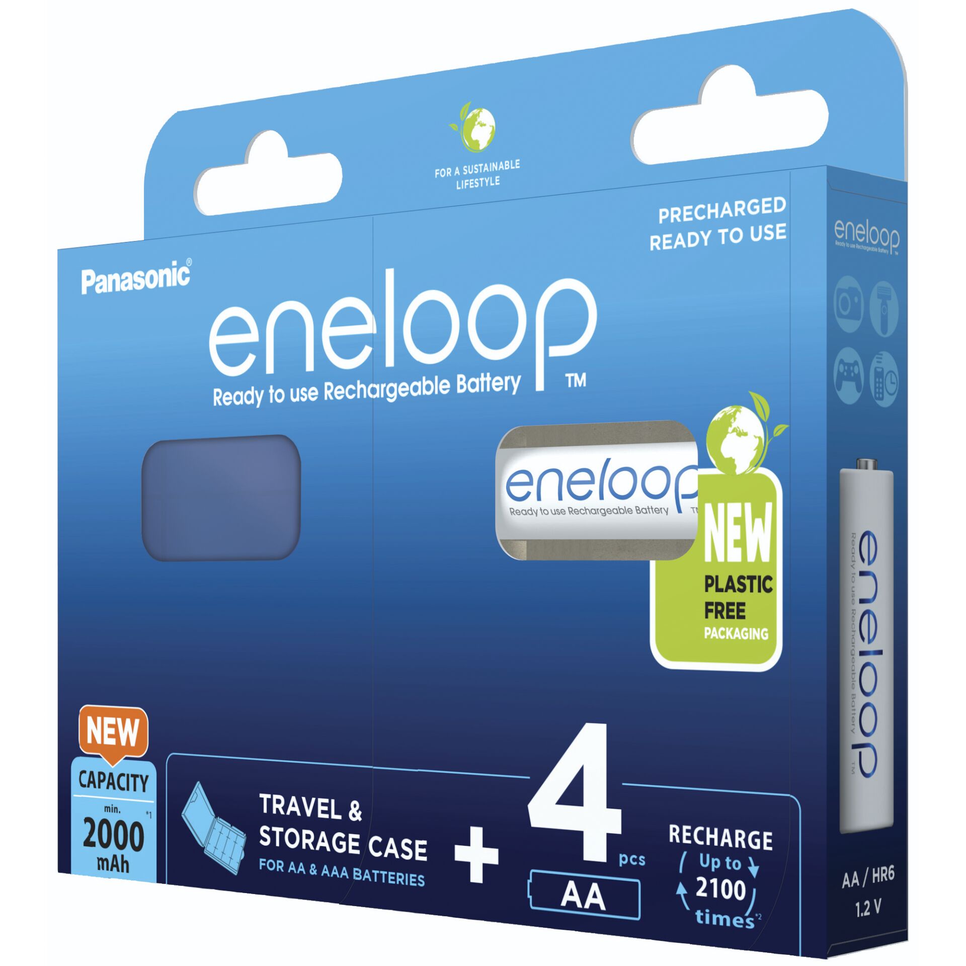 1x4 Panasonic Eneloop Mignon AA 2000mAh + Akkubox   BK-3MCDEC4BE