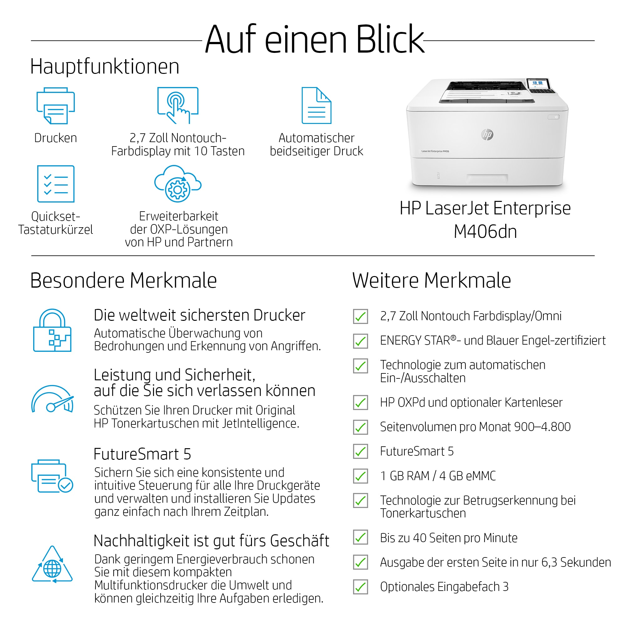 HP LaserJet Enterprise Monolaserdrucker M406dn 87234981_2710878567