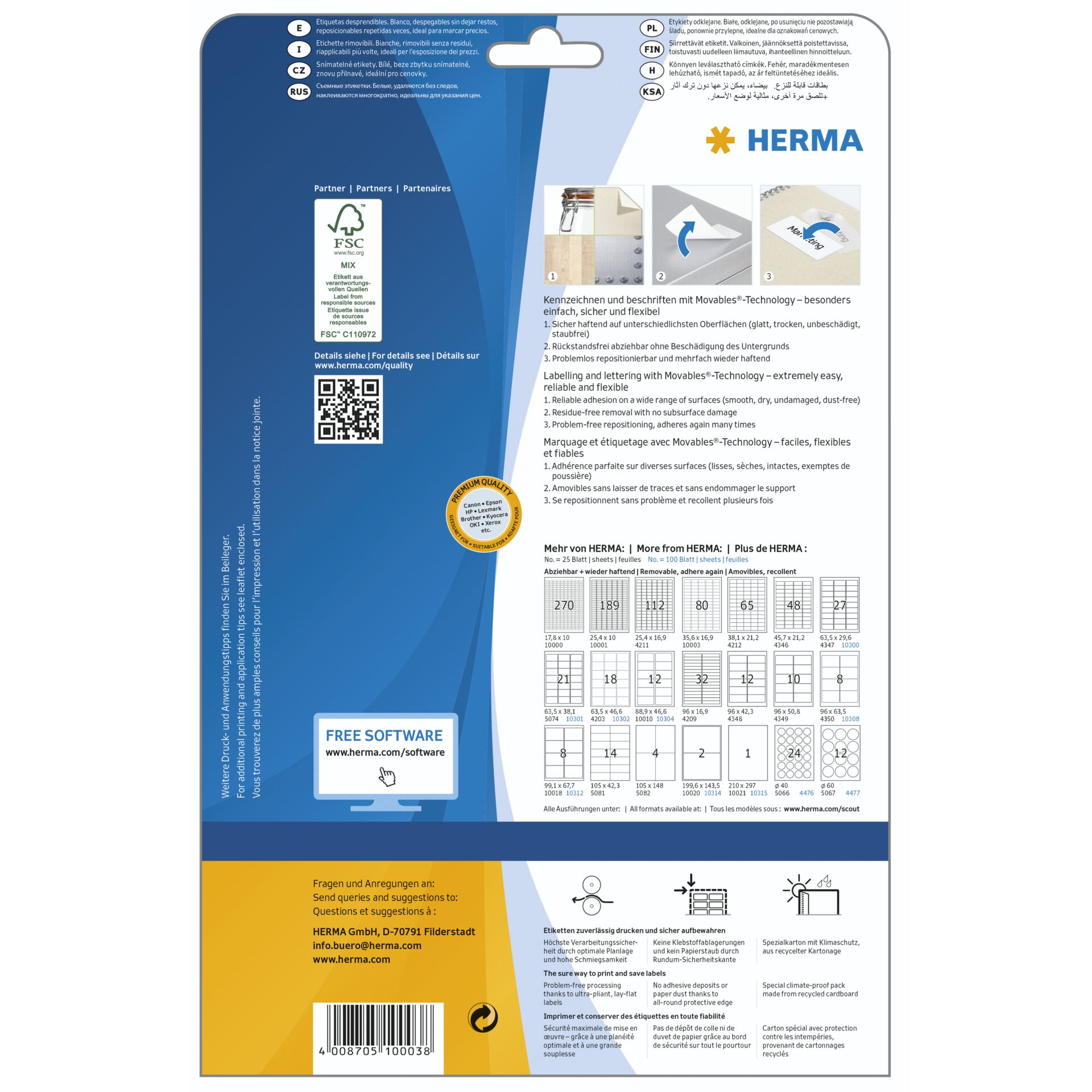 Herma Etiketten weiß   35,6x16,9 25 Blatt 2000 St. ablösbar 10003 104300_01