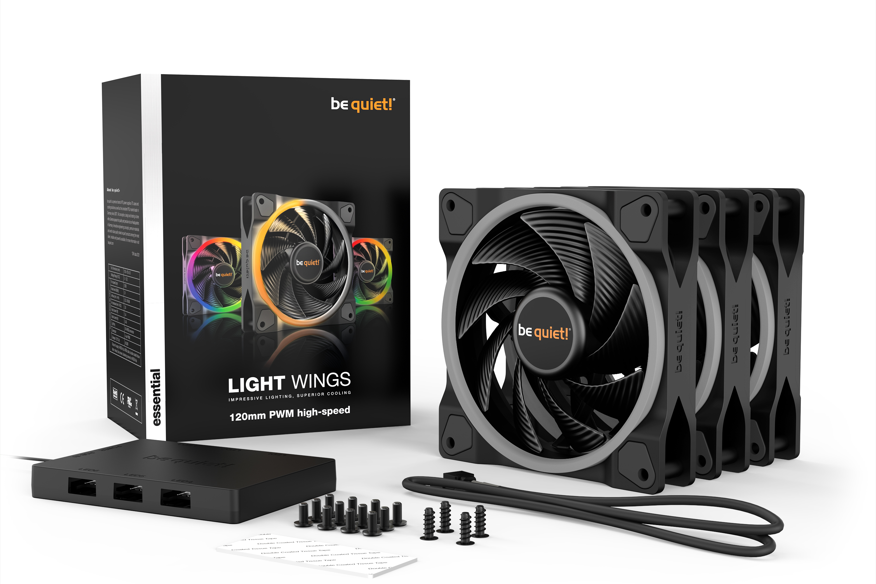 be quiet! Light Wings | 120mm PWM Triple Pack high-speed Computergehäuse Ventilator 12 cm Schwarz 3 Stück(e)