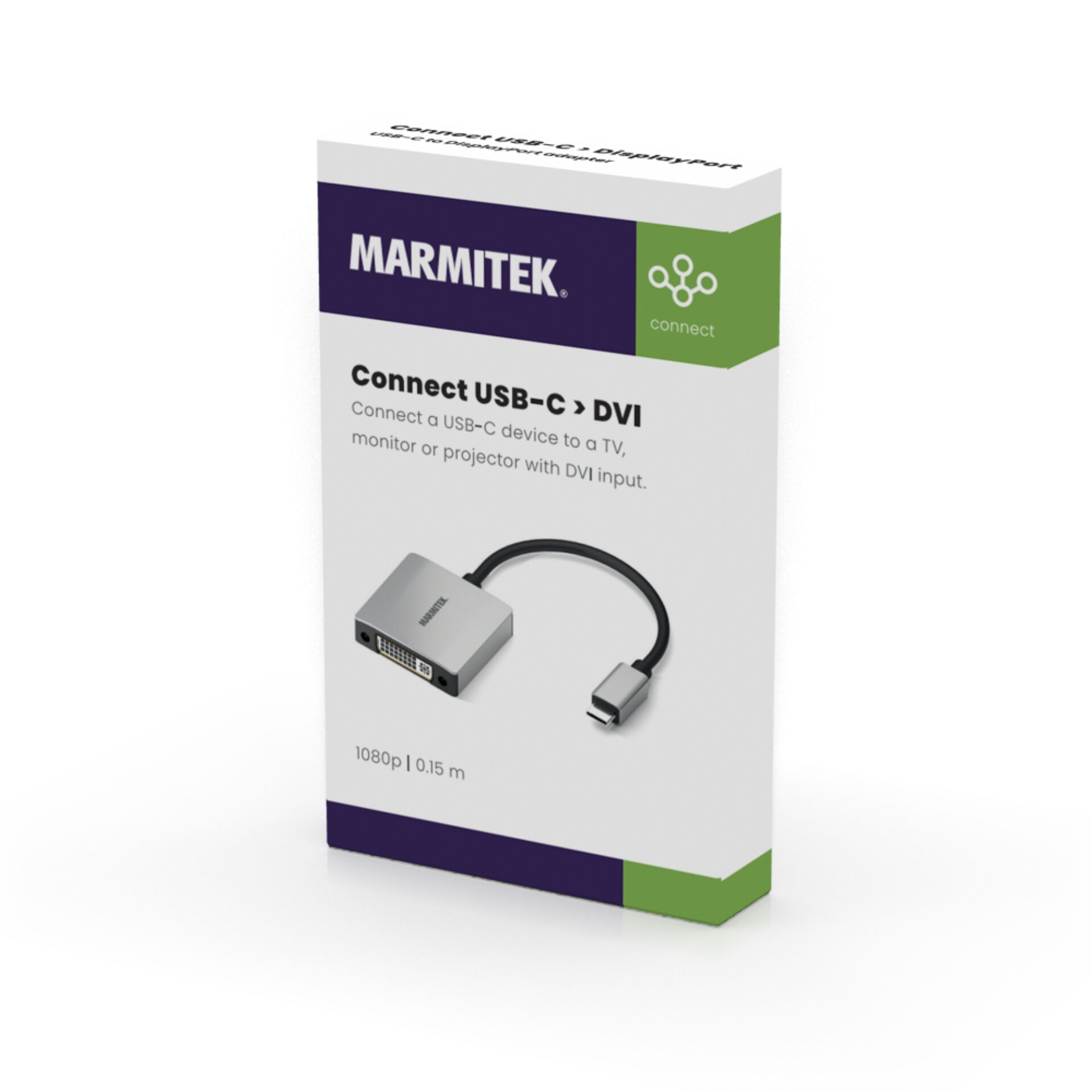 Marmitek 08372 Videokabel-Adapter 0,15 m USB Typ-C DVI Schwarz, Silber 674172_01