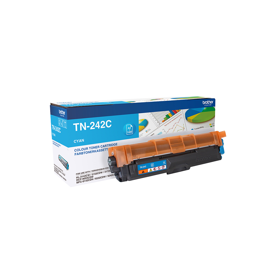 Brother TN-242C Lasertoner 1400Seiten Cyan Lasertoner / Patrone
