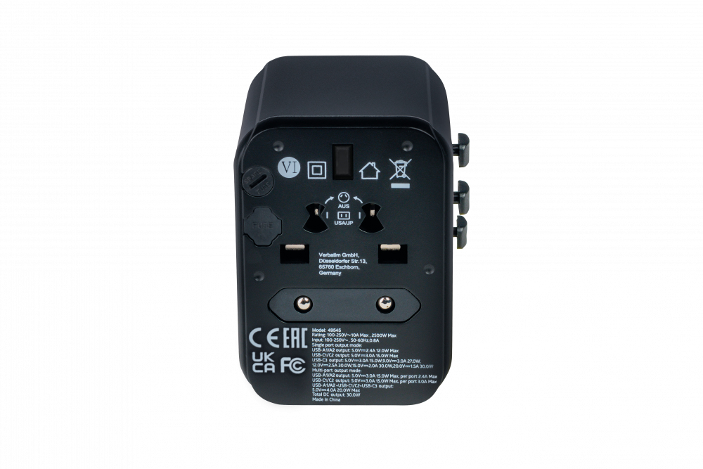 Verbatim Uni.Travel Adapt.UTA-03 USB-C 30W 2xUSB-C 2xUSB-A  49545 – Ansicht 2