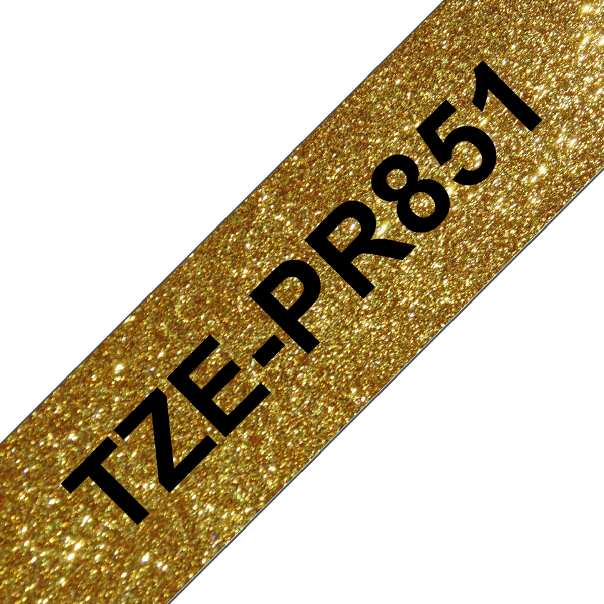 Premium Schriftband TZe-PR851 -lam.- Schwarz auf Gold 24mm