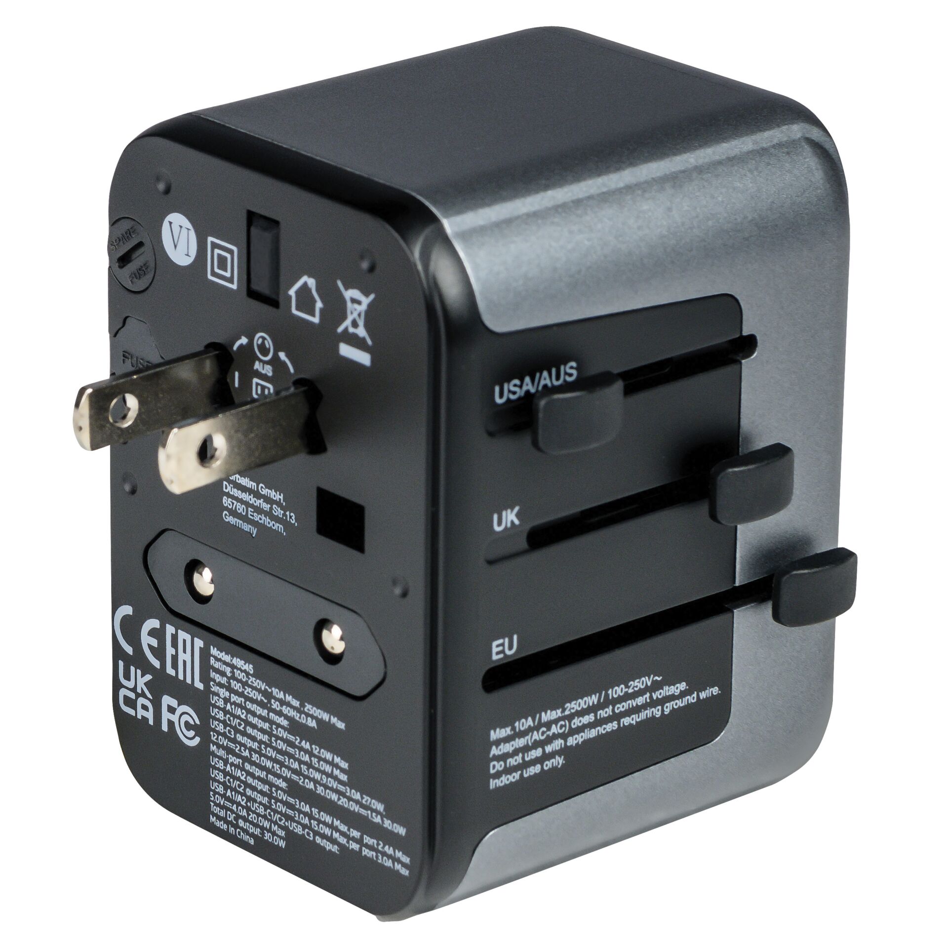 Verbatim Uni.Travel Adapt.UTA-03 USB-C 30W 2xUSB-C 2xUSB-A  49545