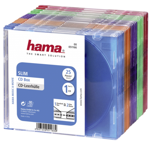 1x25 Hama CD-Leerhülle Slim Box