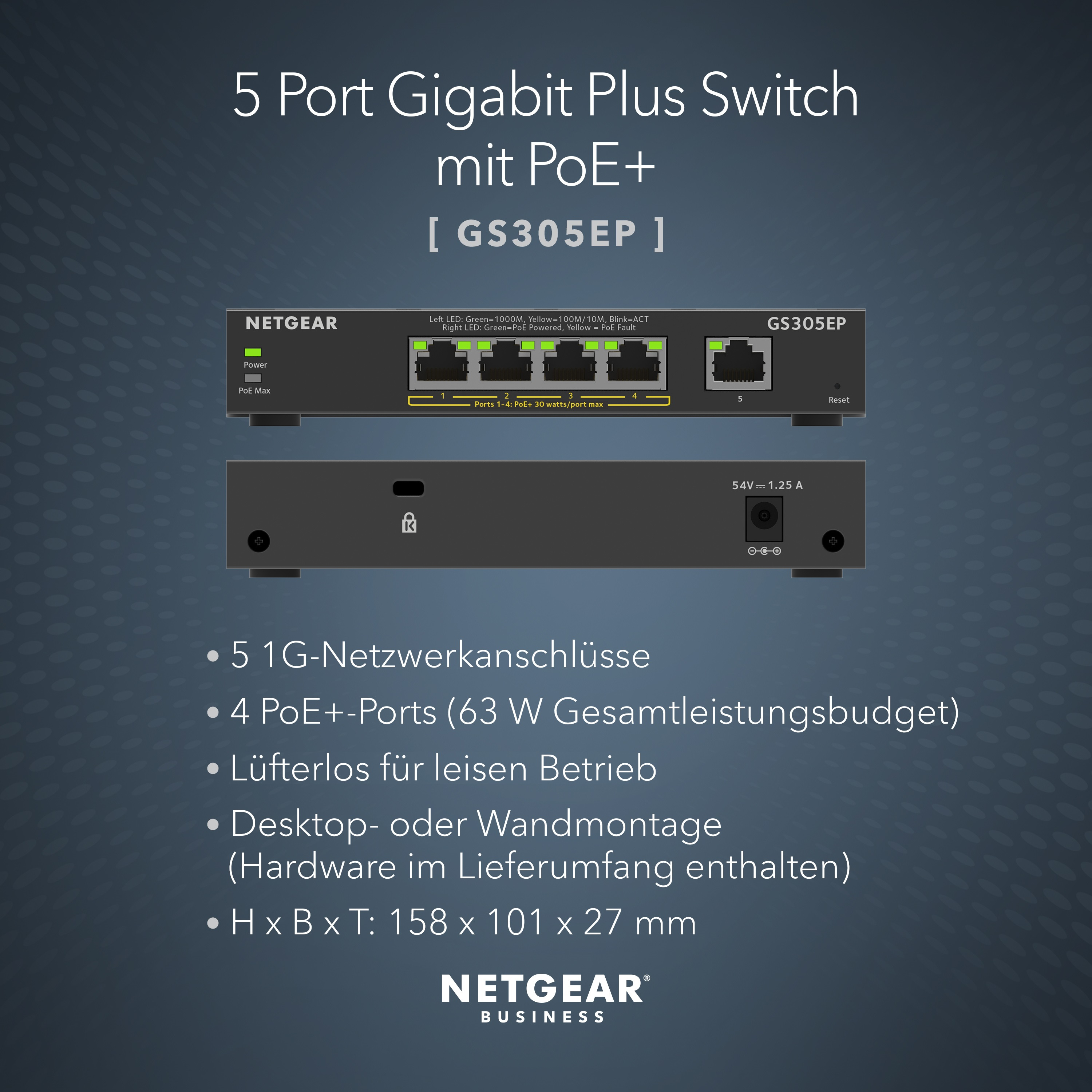 Netgear GS305EP 5-Port Gb Eth PoE+ Smart Mgd Plus Switch 87044165_9339901471