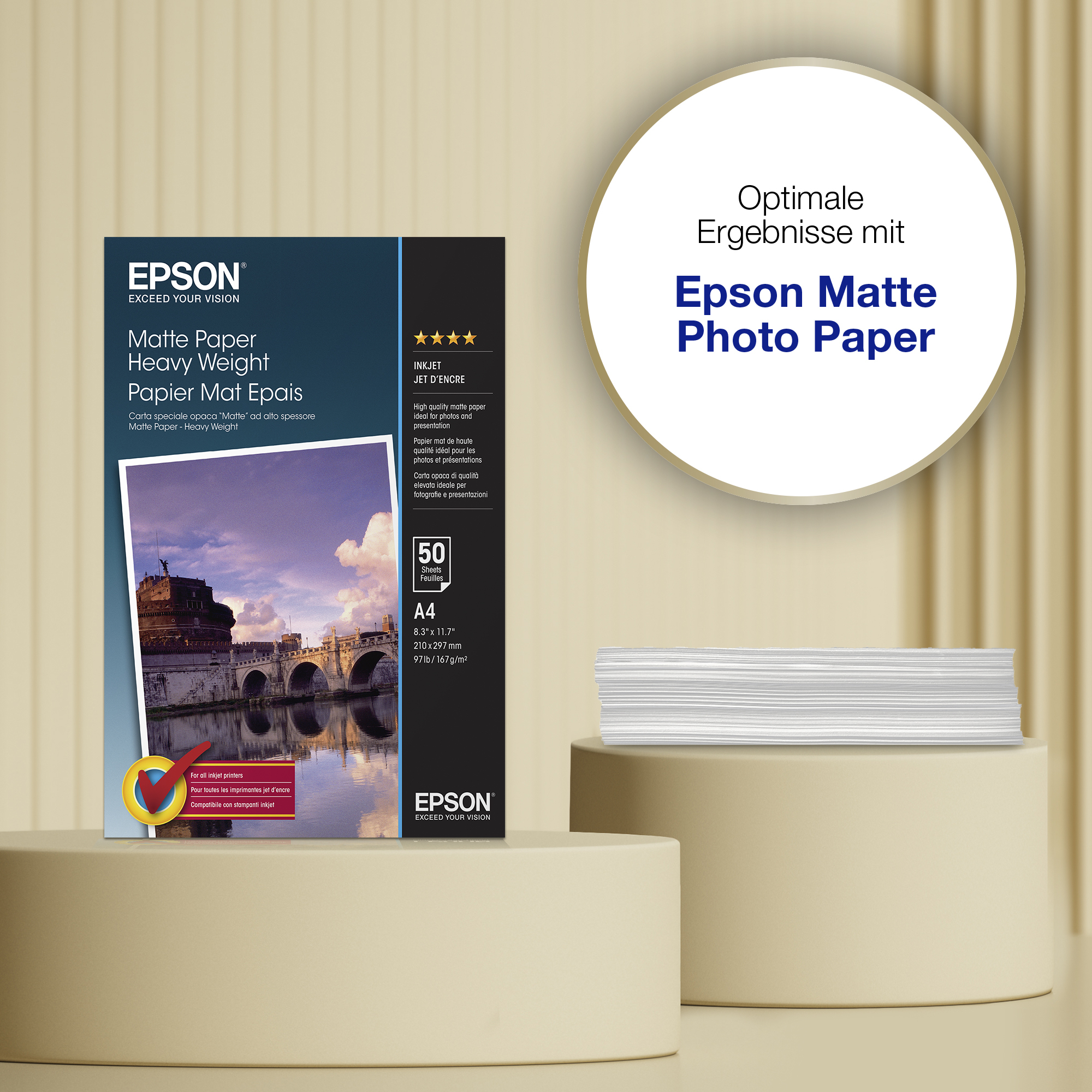 Epson schweres mattes Papier C13S041256 -A4-50 Blatt- cb2c21654406f87febea890cb1b9a77b639ffee3