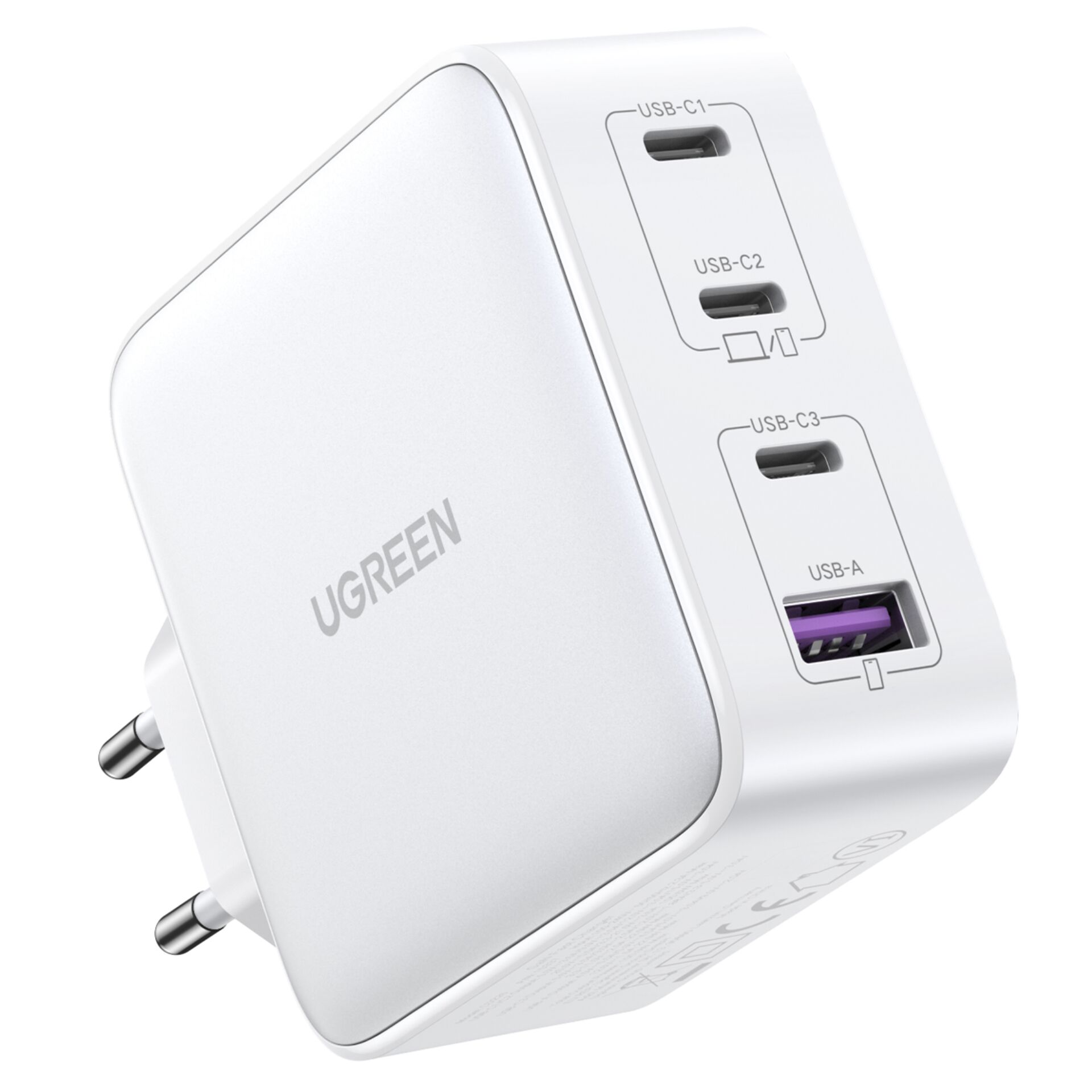 UGREEN USB-A+3xUSB-C 100W GaN Tech Fast Wall Charger EU White 784436_01