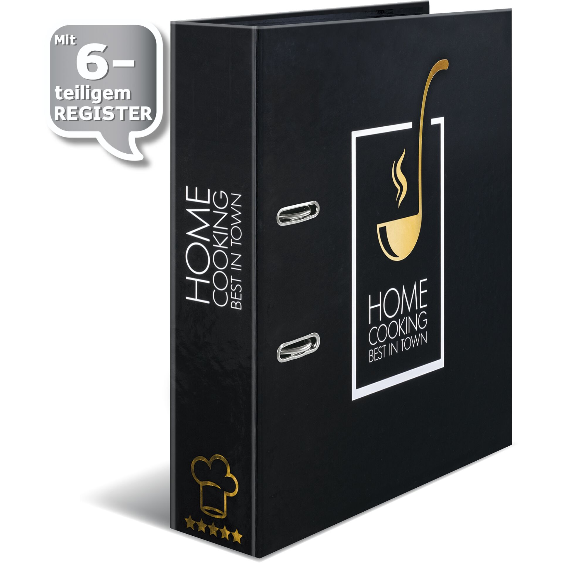 Herma Rezepte-Ordner schwarz Home Cooking DIN A4        19668