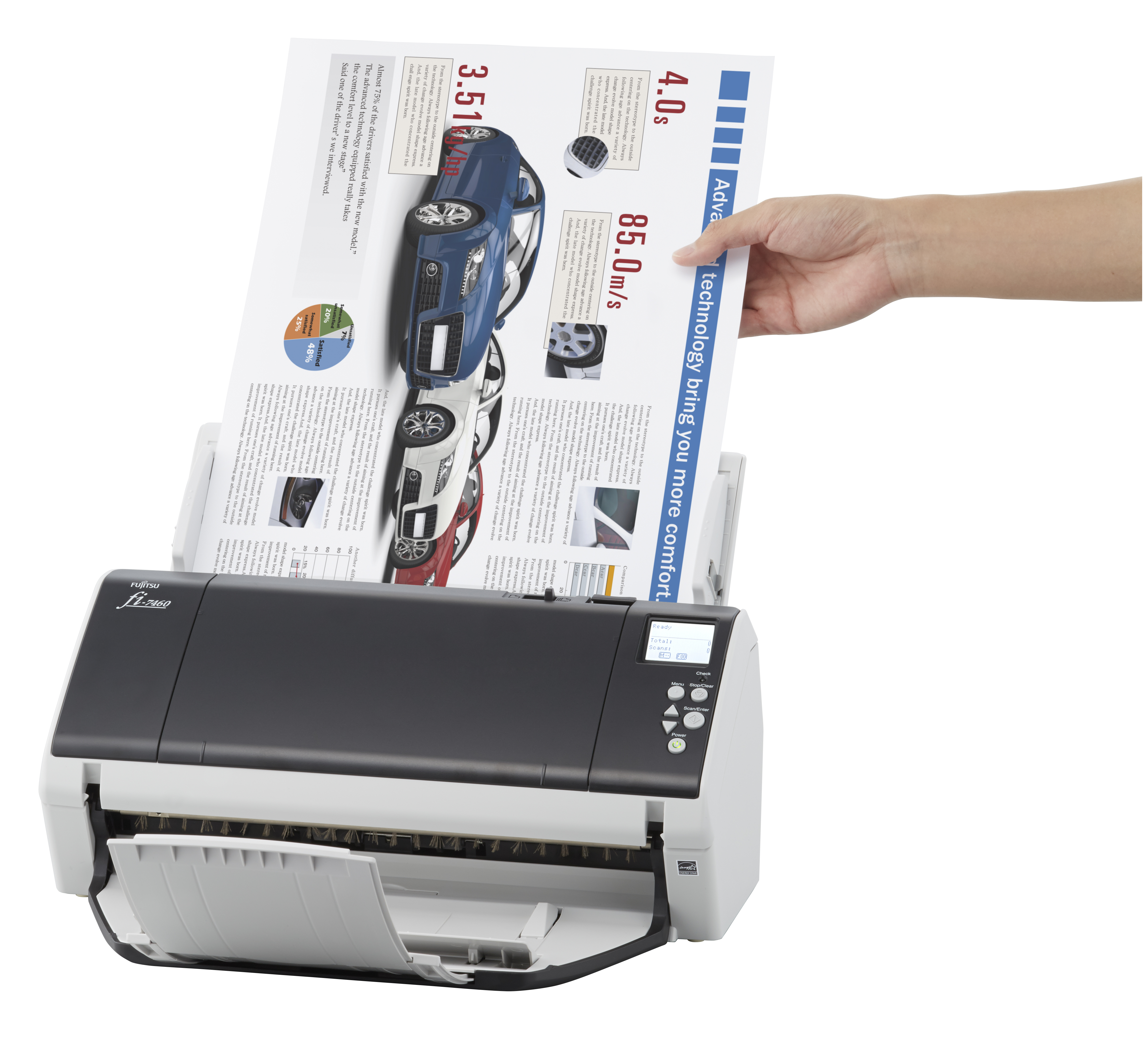 Fujitsu fi-7460 ADF scanner 600 x 600DPI A4 Grau, Weiß