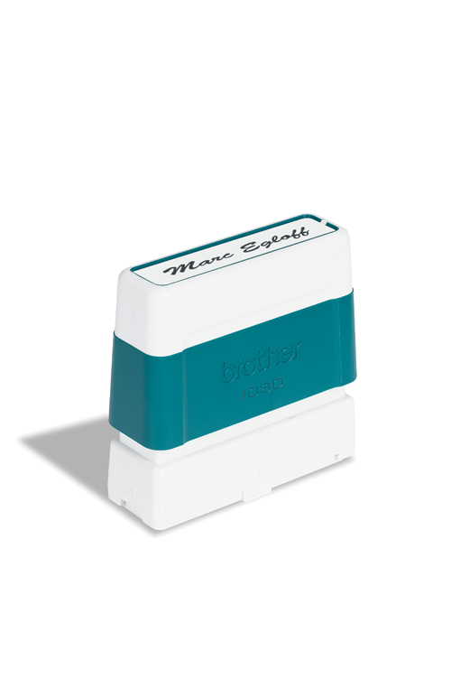 Brother Stempel blau weiß mit Gravur Marc Egloff