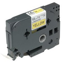 Brother Gloss Laminated Labelling Tape - 12mm, Black/Yellow TZ Etiketten erstellendes Band