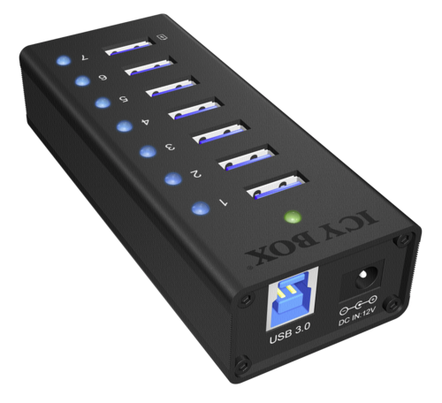RaidSonic ICY BOX IB-AC618 7-Port USB 3.0 Hub Aluminium