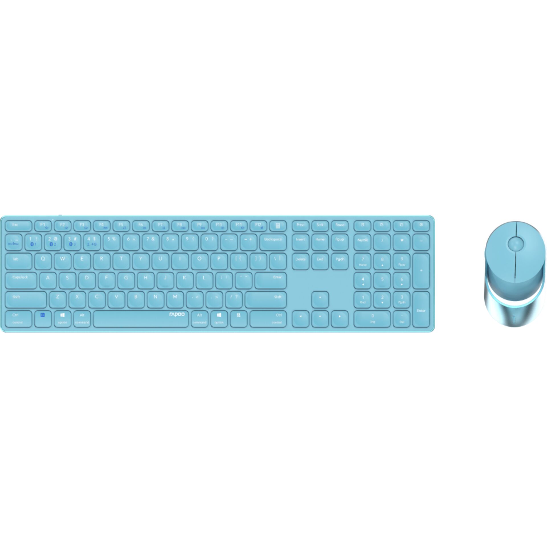 Rapoo 9850M Blau QWERTZ Kabelloses Multi-Mode-Deskset