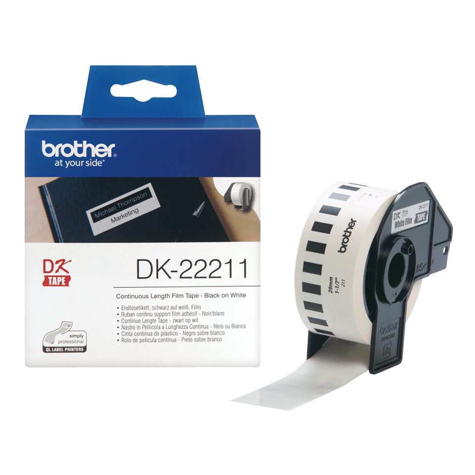 Endlos-Etikettenfilm DK-22211 weiß, 29mm x 15,2m – Ansicht 1