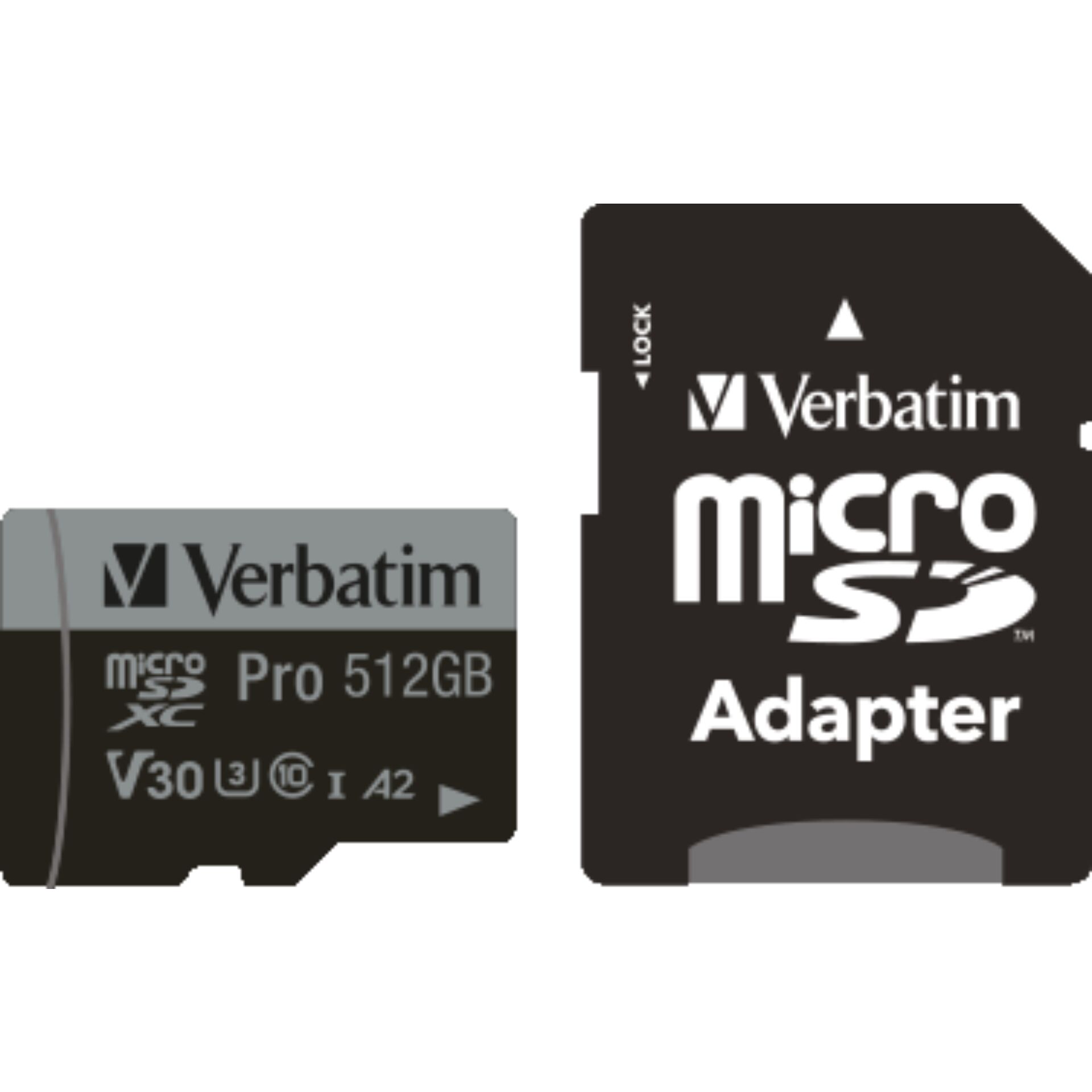 Verbatim microSDXC Pro     512GB Class 10 UHS-I incl Adapter