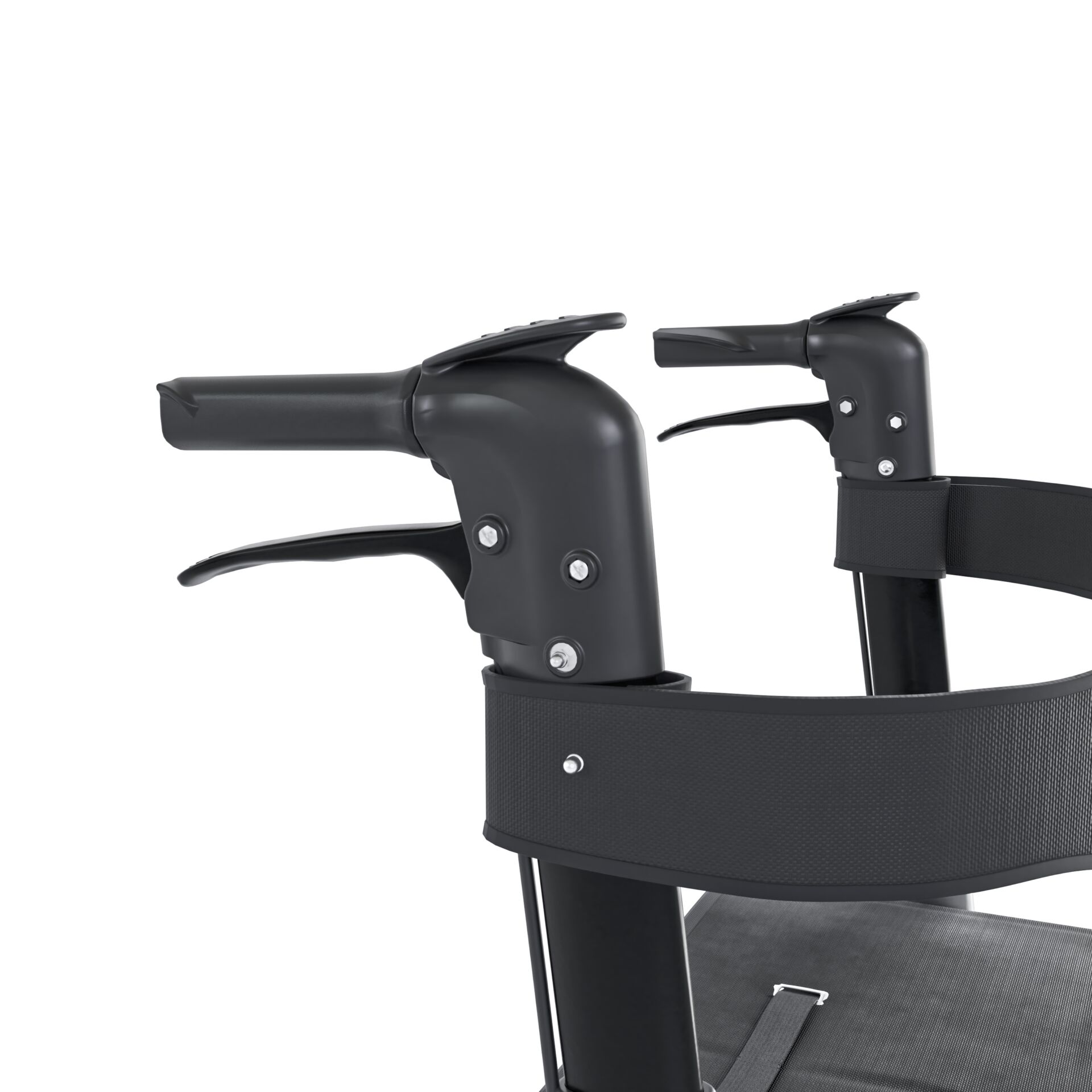 Ergonomische Griffe eines Rollators mit Bremssystem, Blick von der Seite