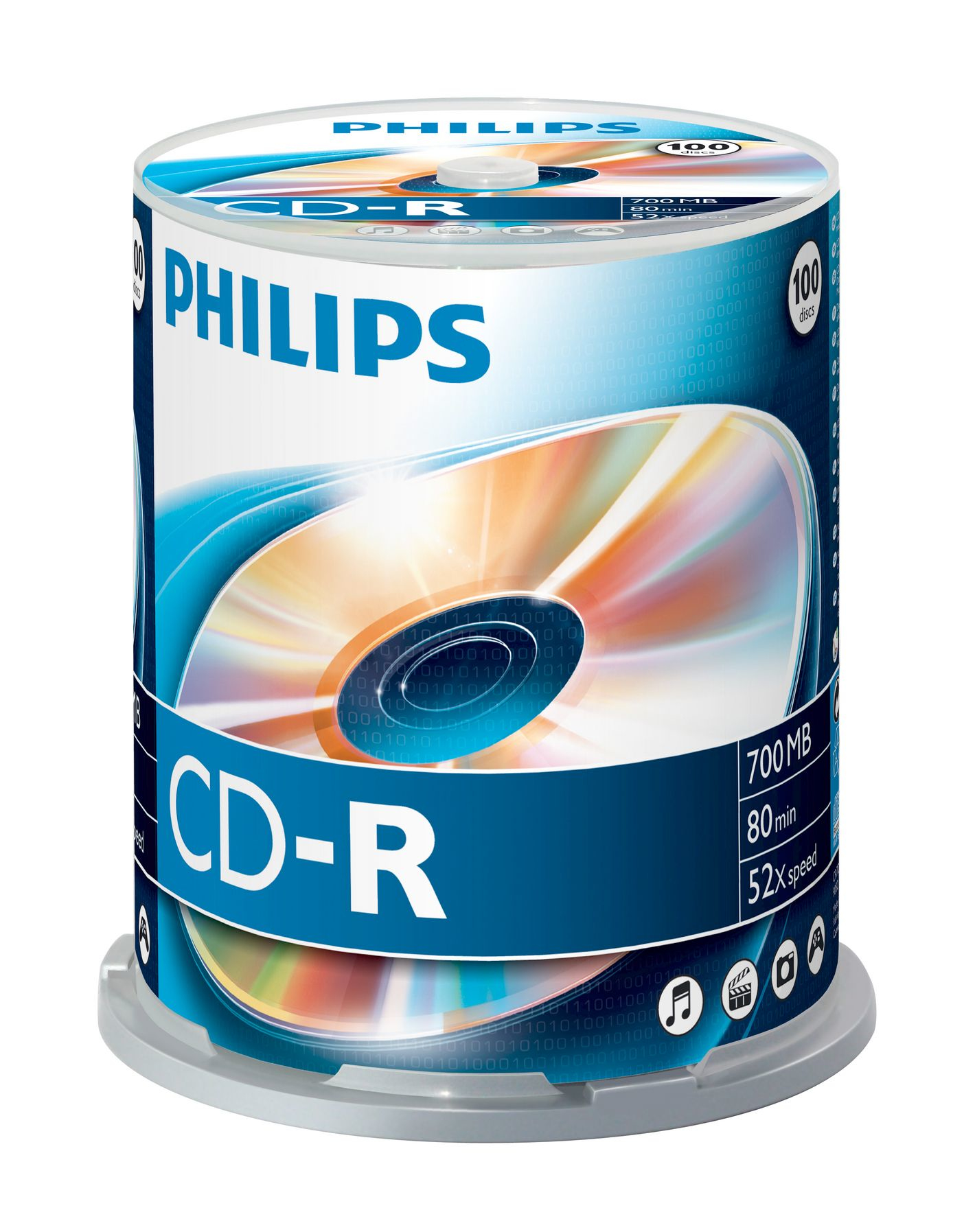 1x100 Philips CD-R 80Min 700MB 52x SP – Ansicht 1