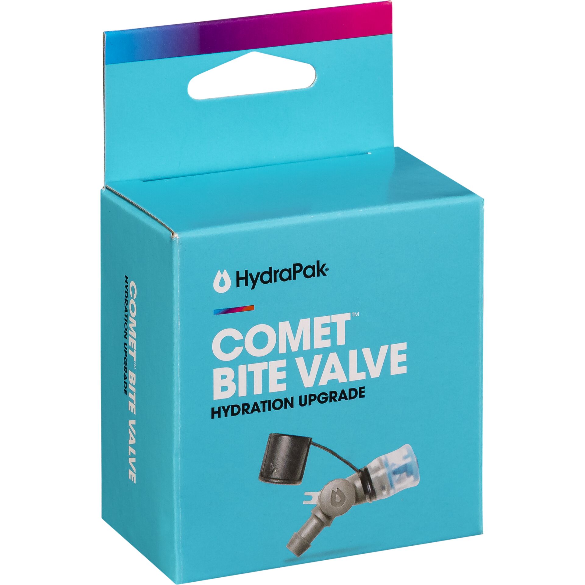 Blaue Verpackung des HydraPak Comet Beißventils für verbesserte Flüssigkeitszufuhr