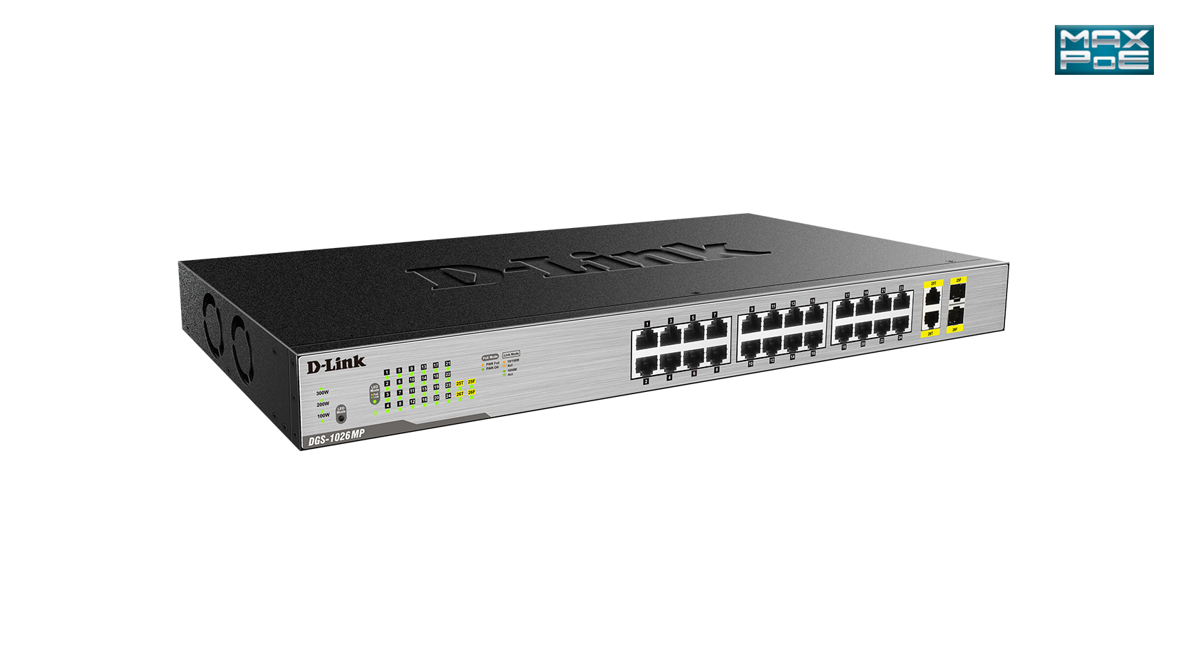 D-Link DGS-1026MP Unmanaged network switch Gigabit Ethernet (10/100/1000) Energie Über Ethernet (PoE) Unterstützung Schwarz, Grau Netzwerk-Switch