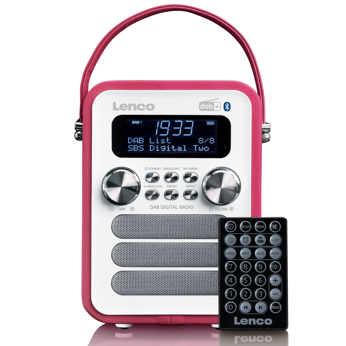 Lenco PDR-051PKWH Tragbares DAB+ FM-Radio mit BT, AUX -Pink-