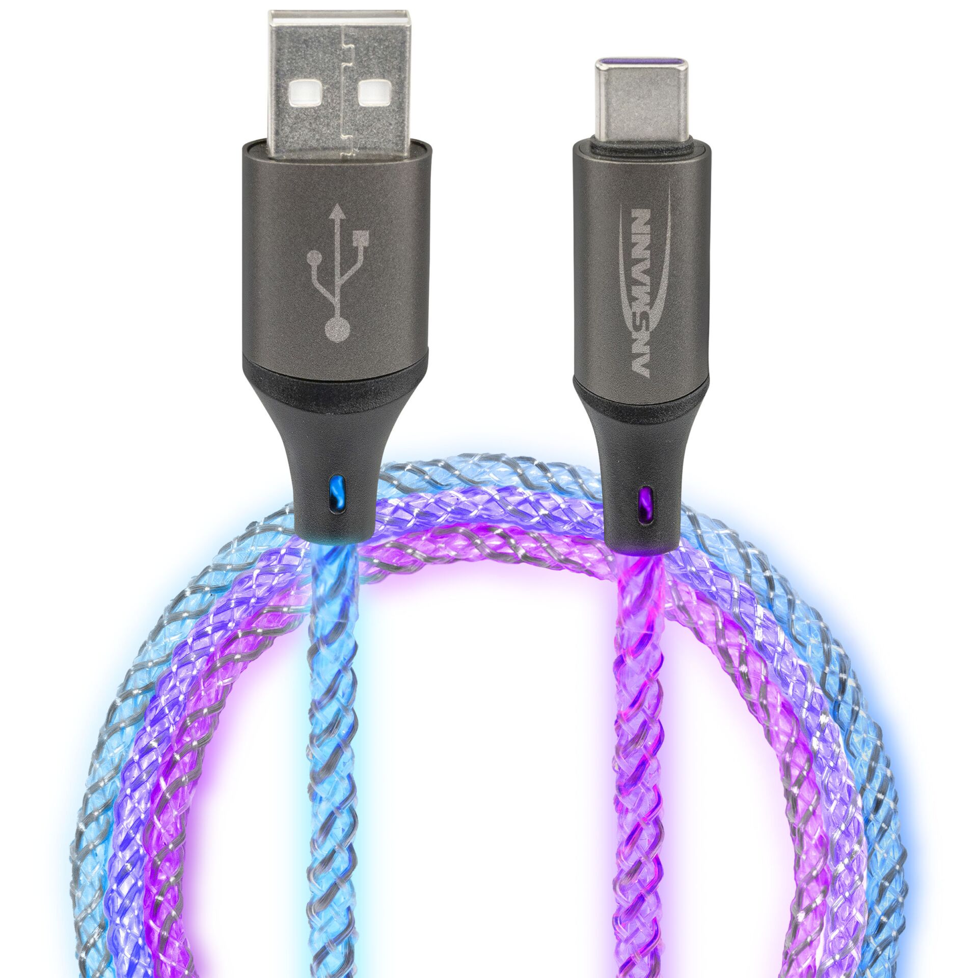 Ansmann USB-A / USB-C Kabel mit LED Beleuchtung 100cm  1700-0158