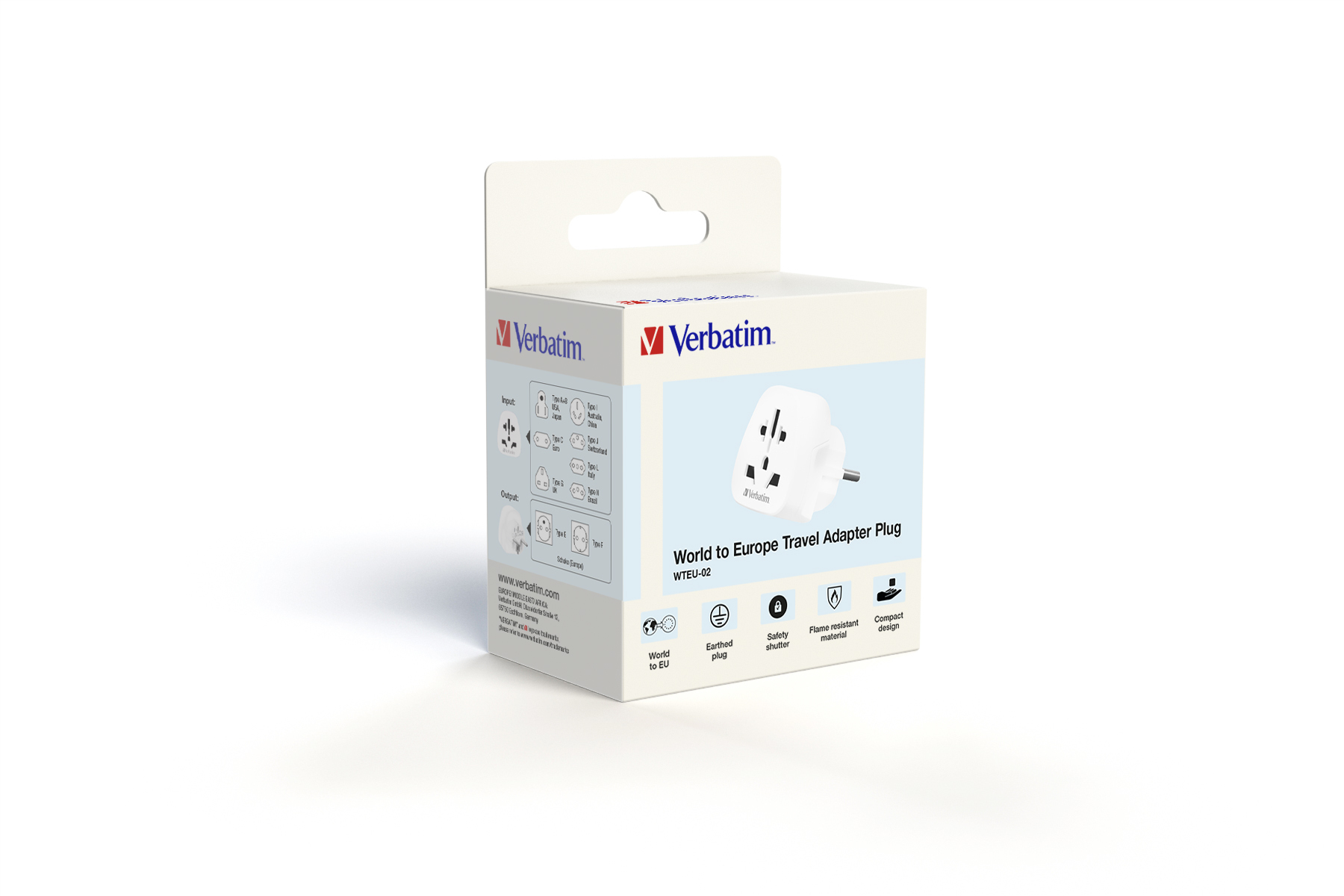 Verbatim World to Europe Travel Adapter Plug, weiß WTEU-02 49549 – Ansicht 2